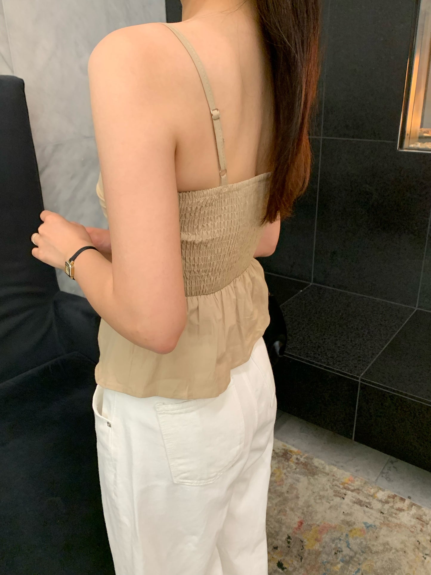 Smocked Bustier Sleeveless Blouse