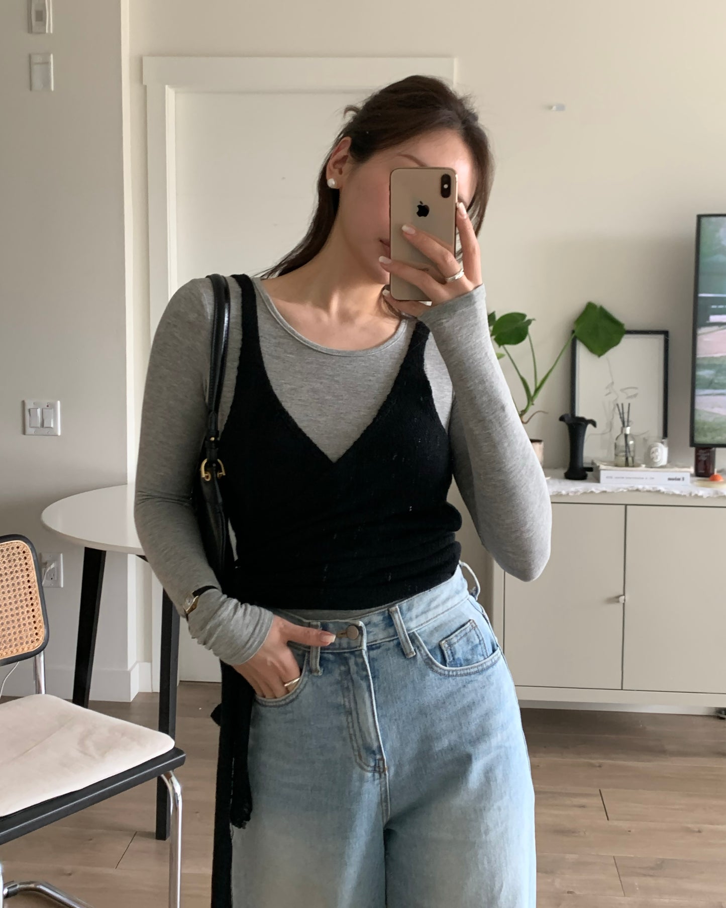 Bustier Wrap Knit Top (Black)
