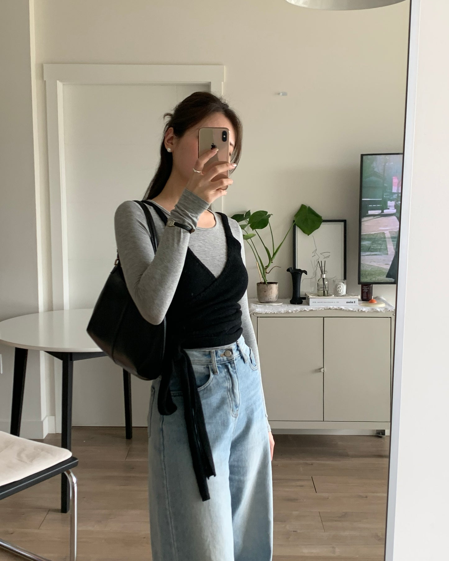 Bustier Wrap Knit Top (Black)