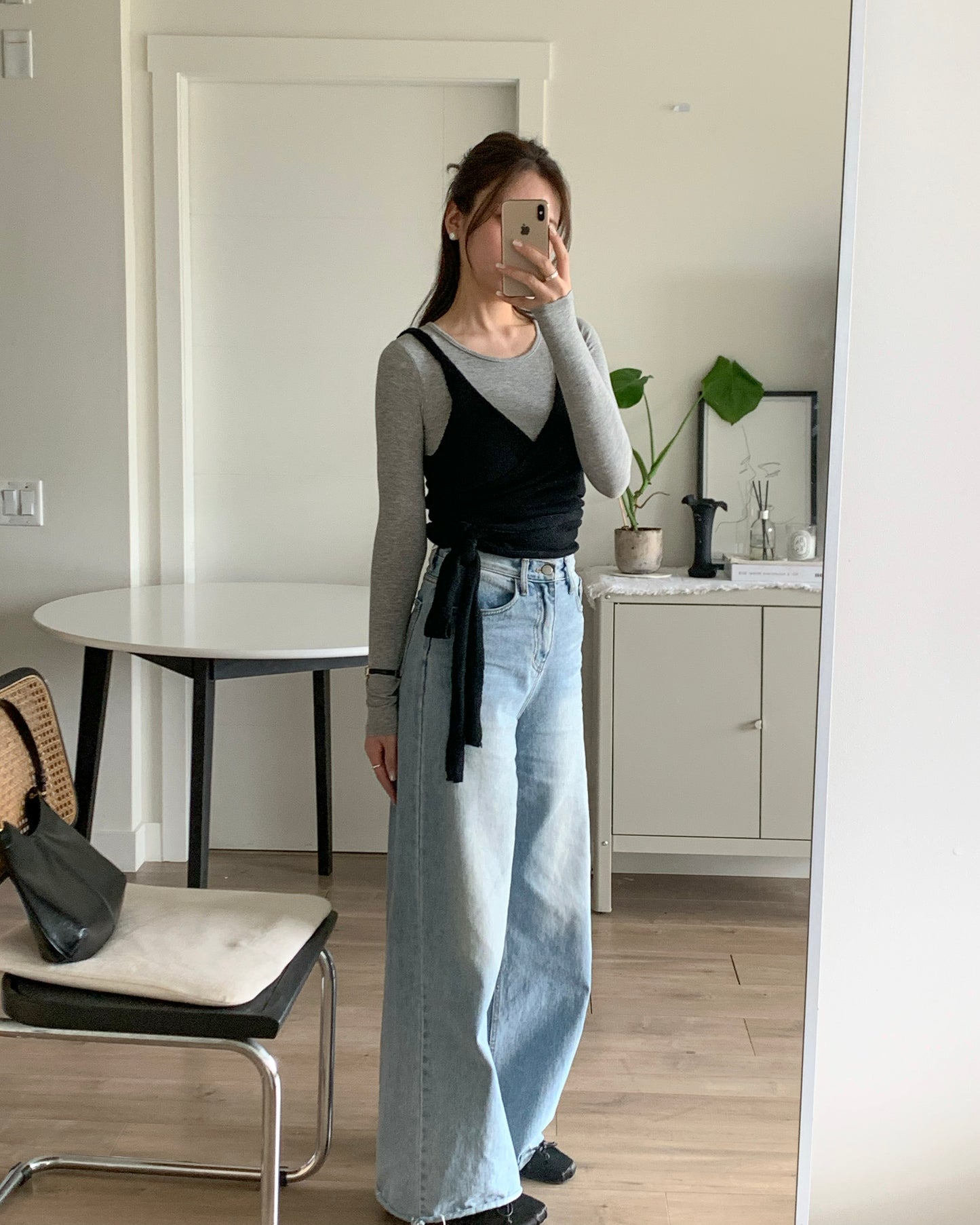 Bustier Wrap Knit Top (Black)