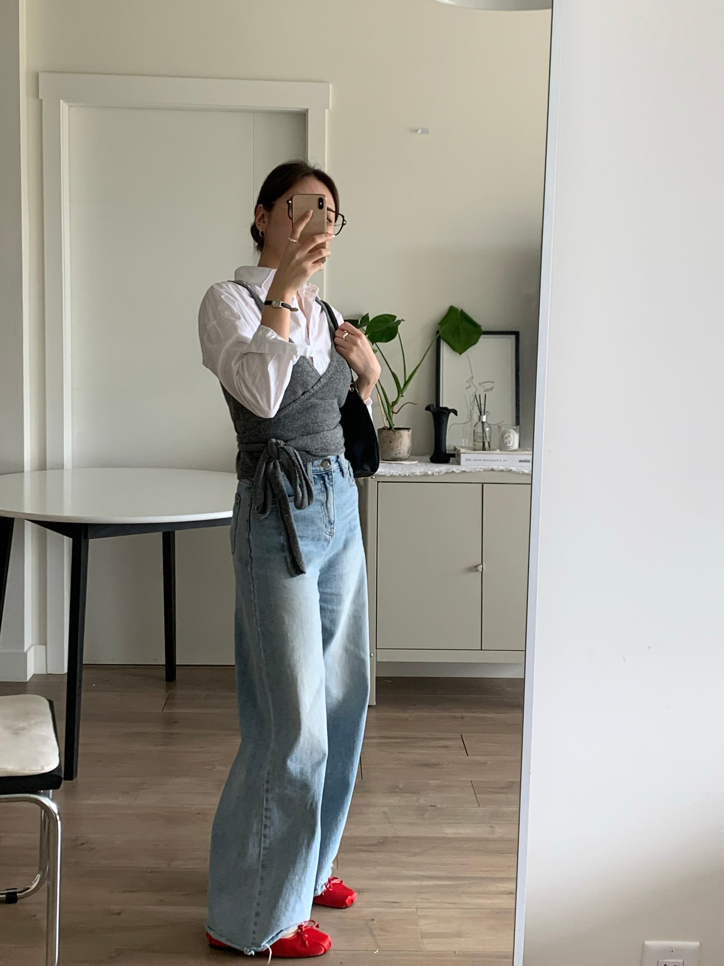 Bustier Wrap Knit Top (Grey)