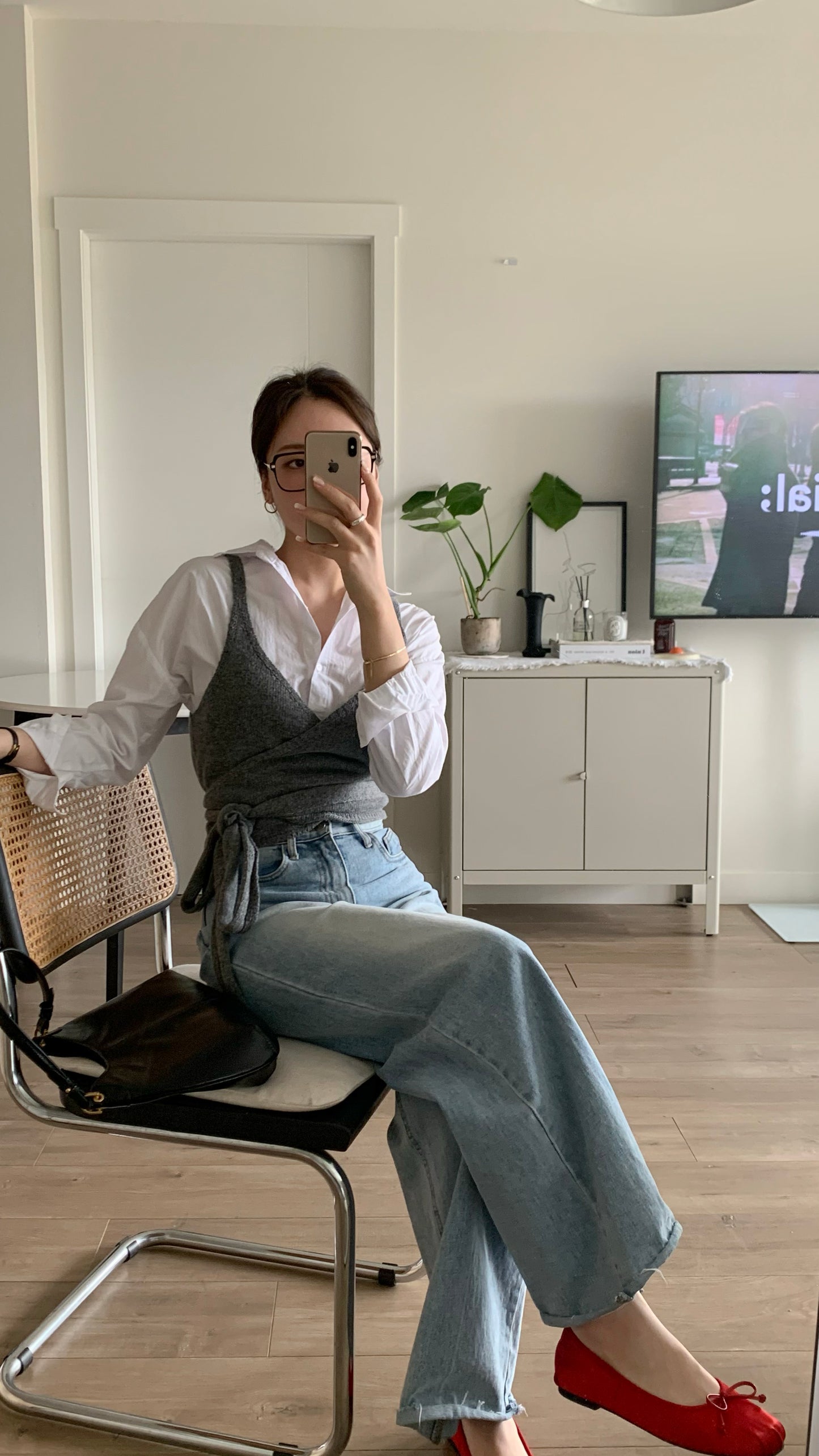 Bustier Wrap Knit Top (Grey)
