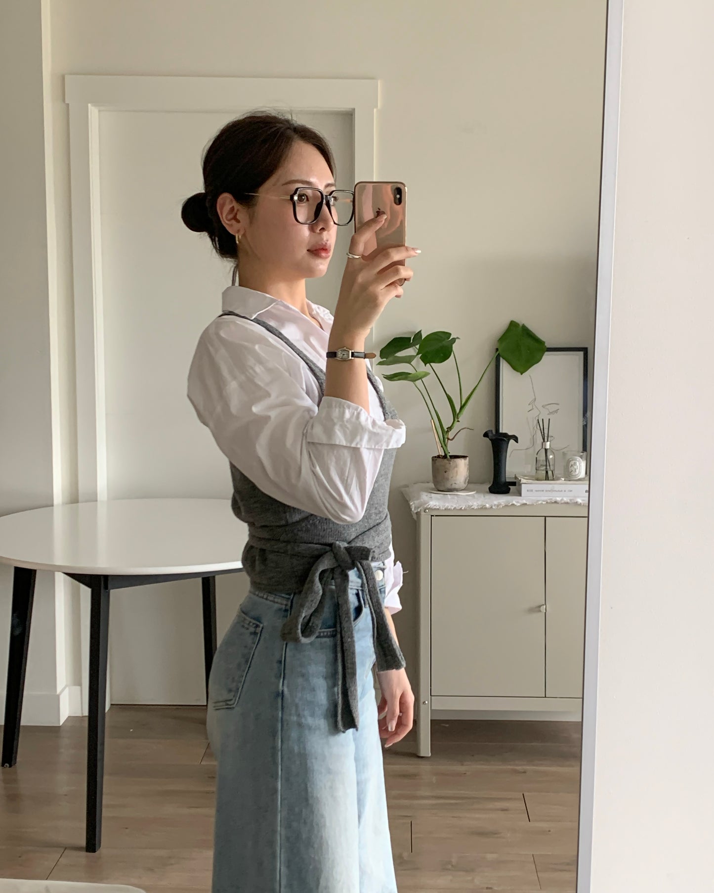 Bustier Wrap Knit Top (Grey)