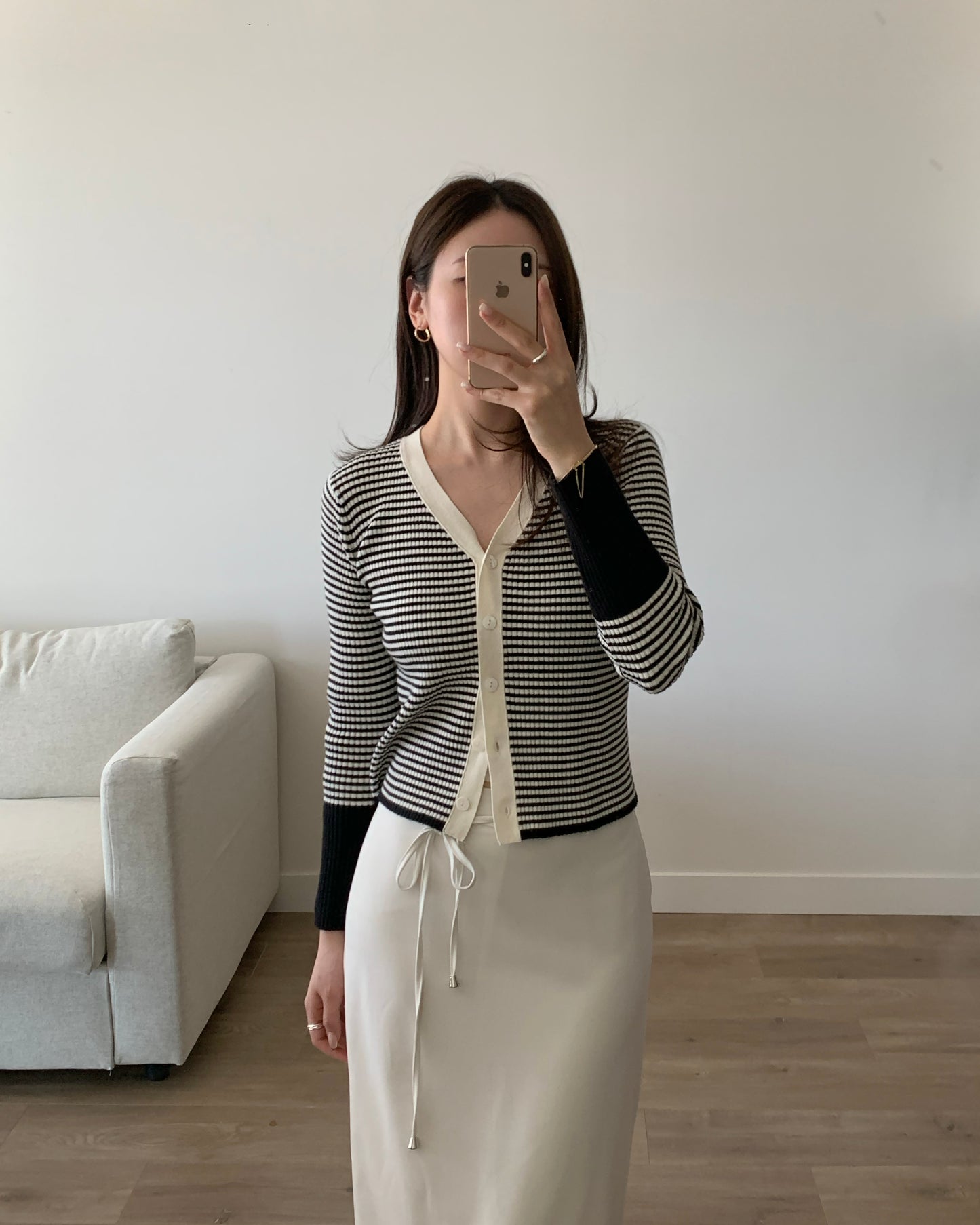 Mono Two-tone Cardigan(Ivory)