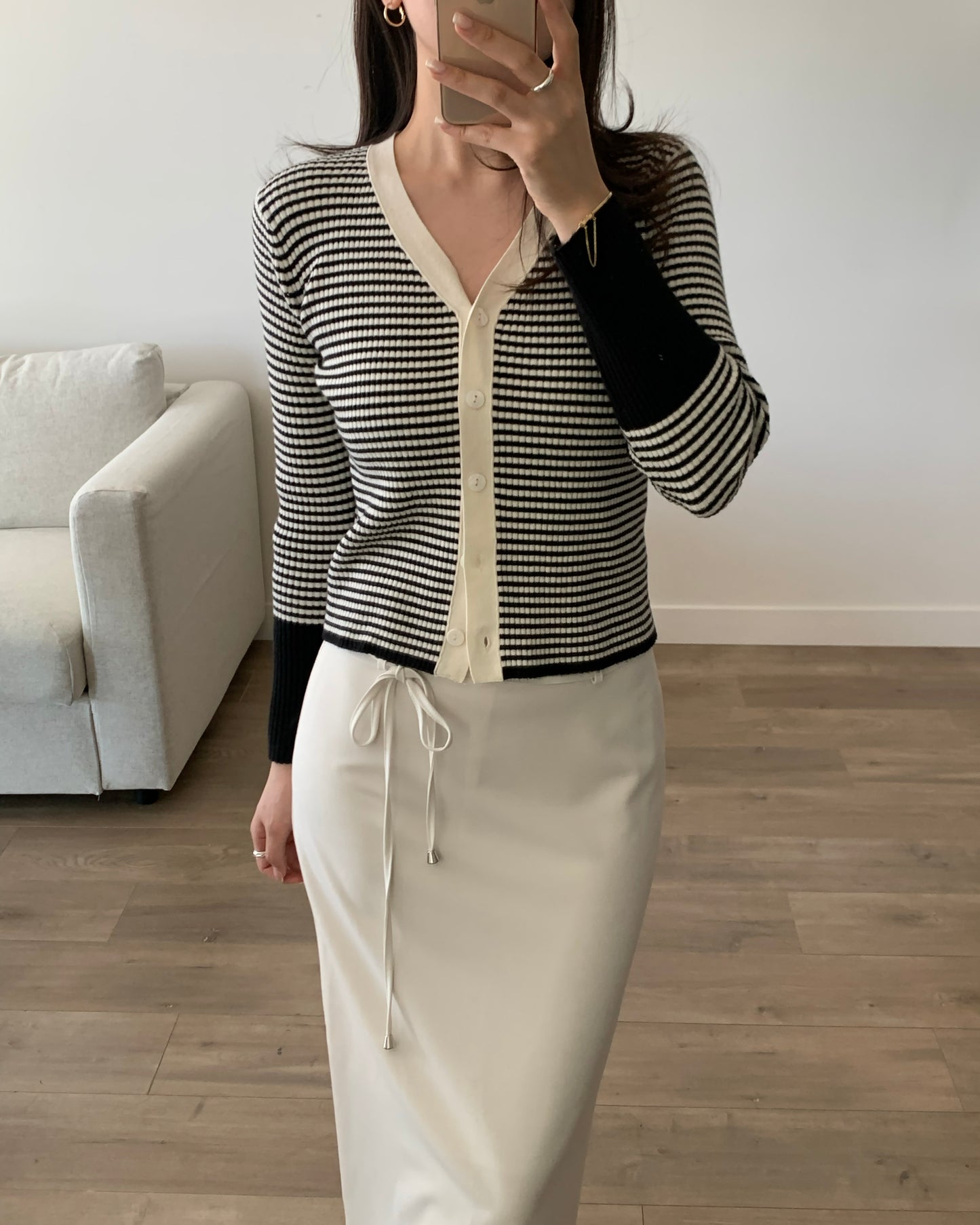 Mono Two-tone Cardigan(Ivory)