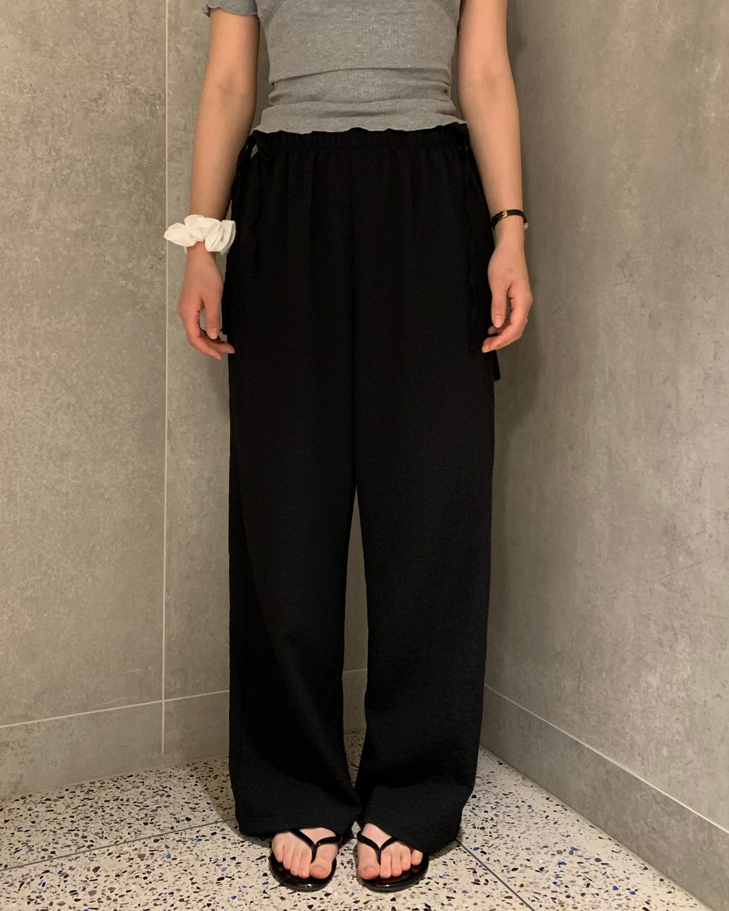 Side-Tie Bloom Pants (Black)