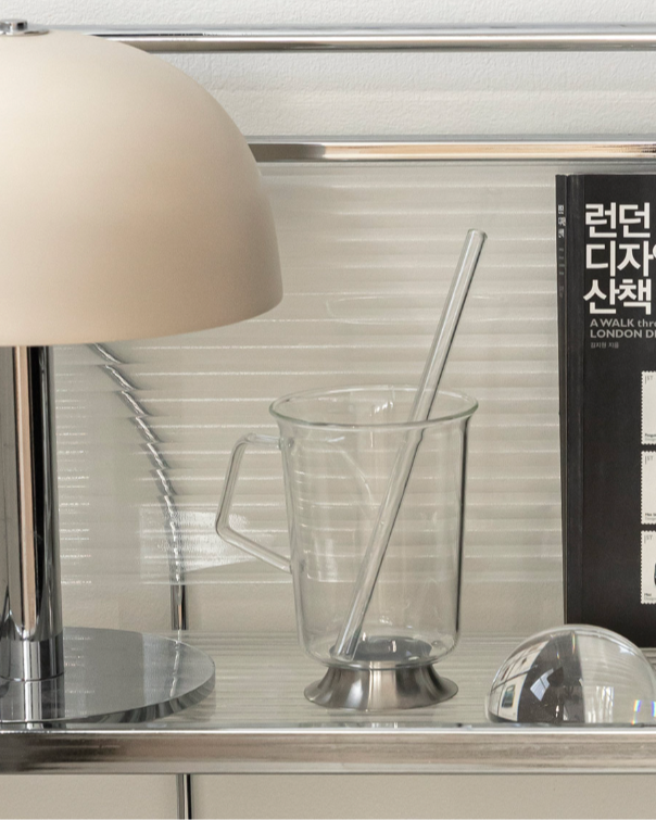 SILVER GLASS MUG 400ML