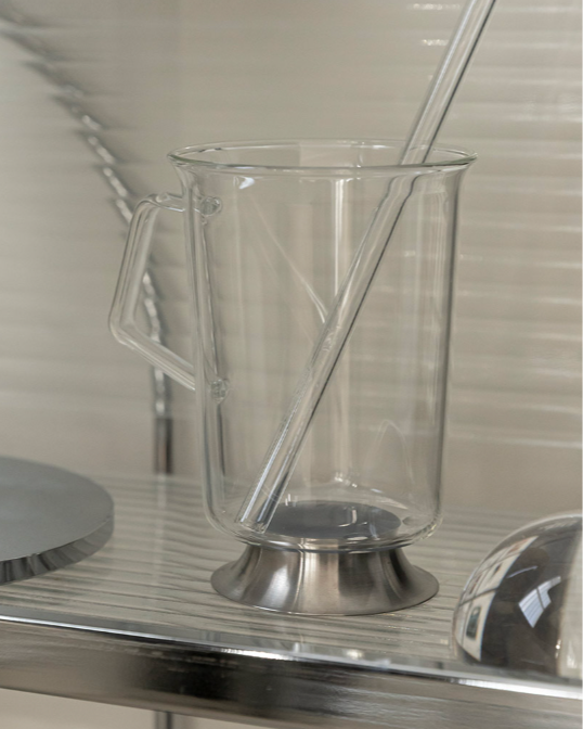 SILVER GLASS MUG 400ML