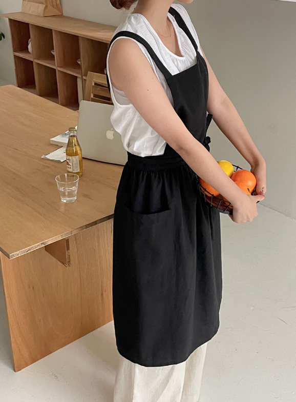 Linen Black Apron