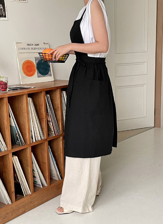 Linen Black Apron