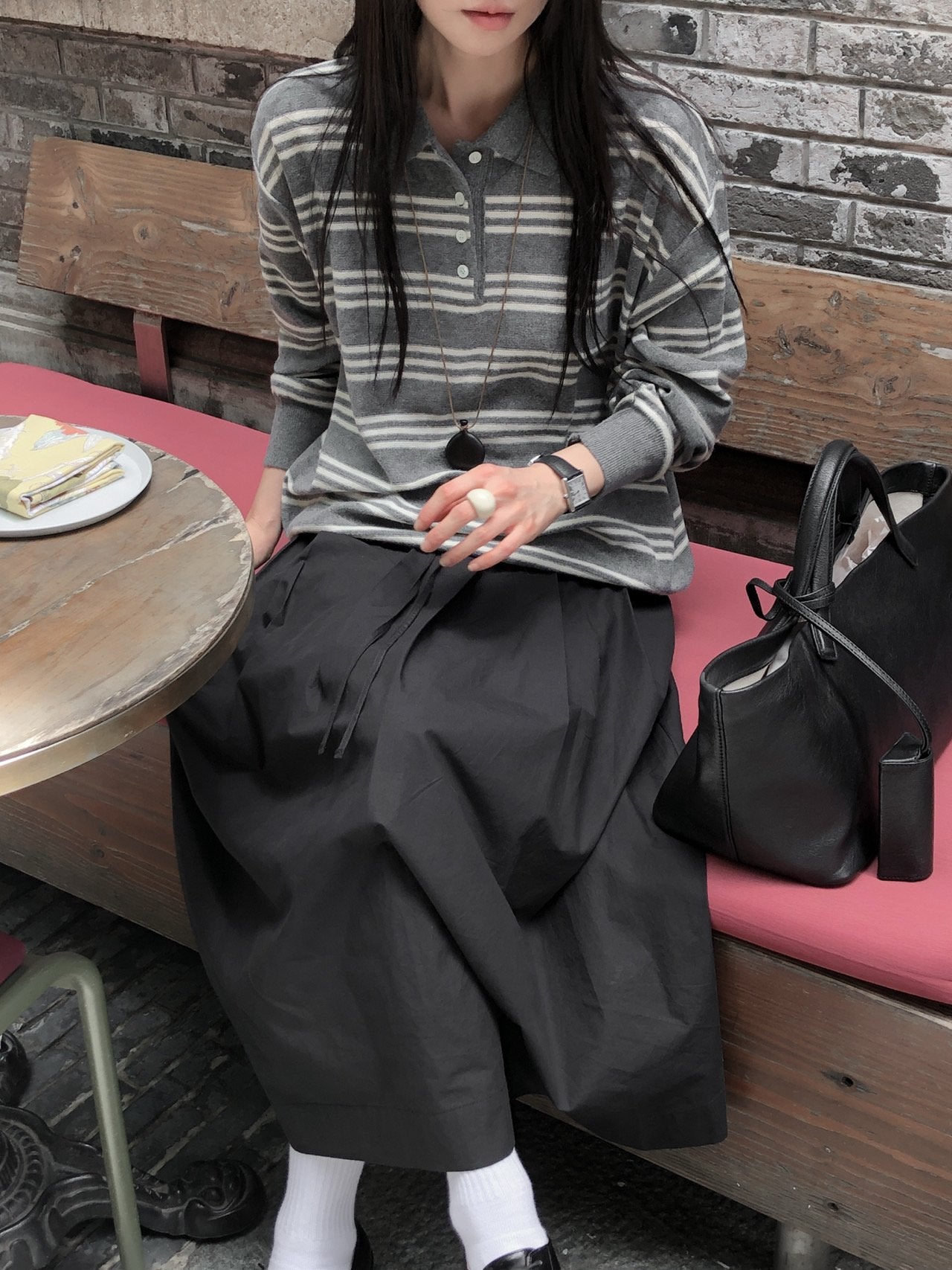 STRIPED WOOL COLLAR KNIT