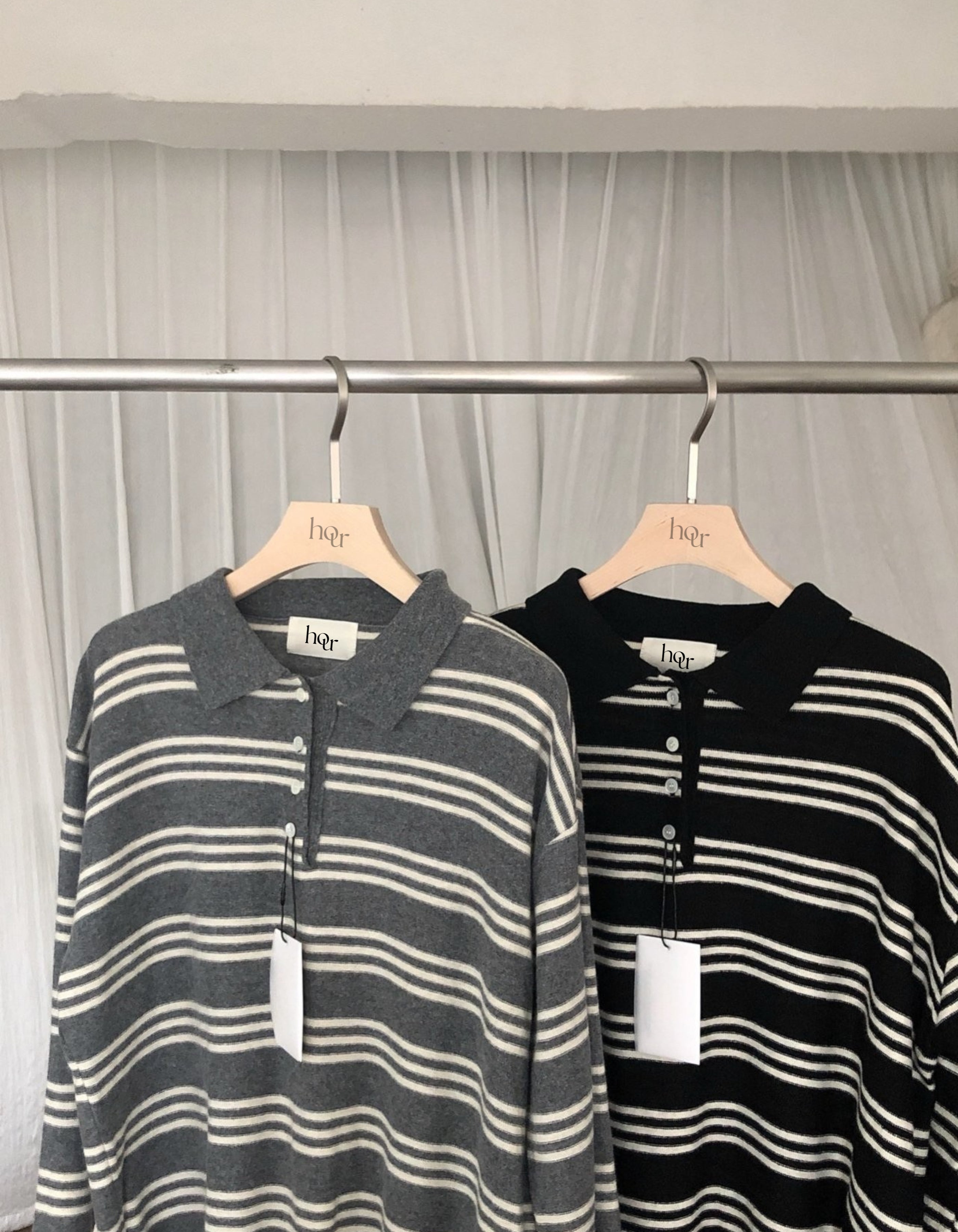 STRIPED WOOL COLLAR KNIT