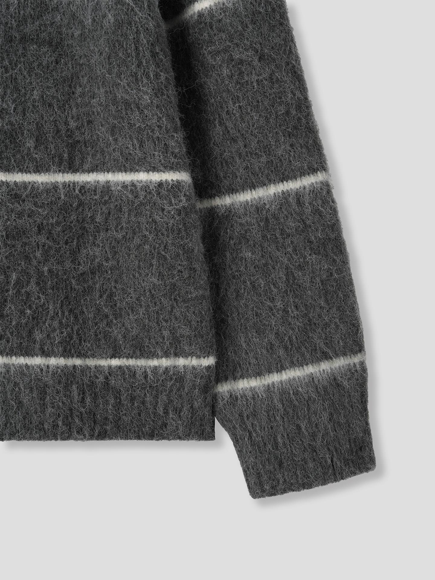 (Unisex) BRUSHED STRIPE MOHAIR CARDIGAN