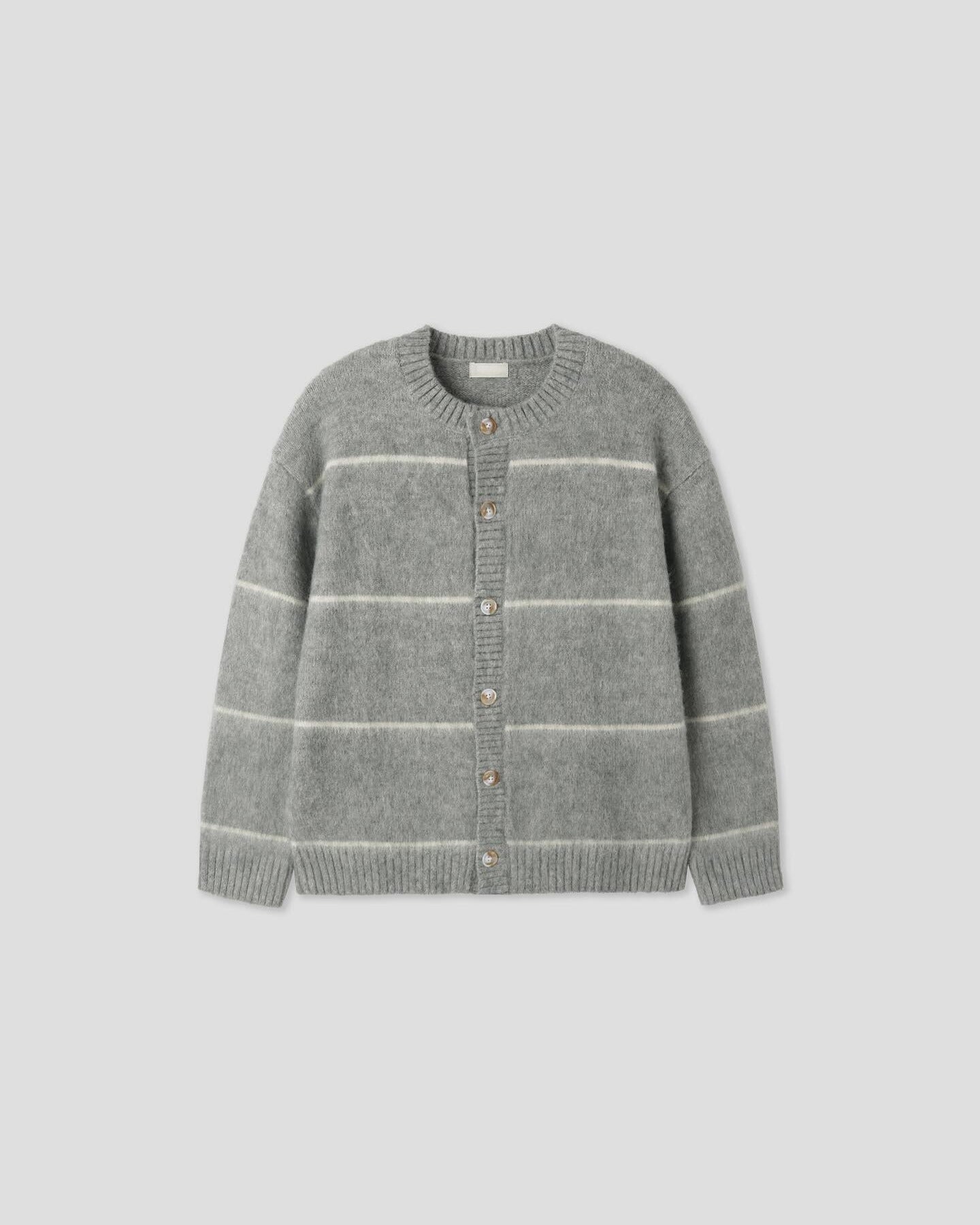(Unisex) BRUSHED STRIPE MOHAIR CARDIGAN