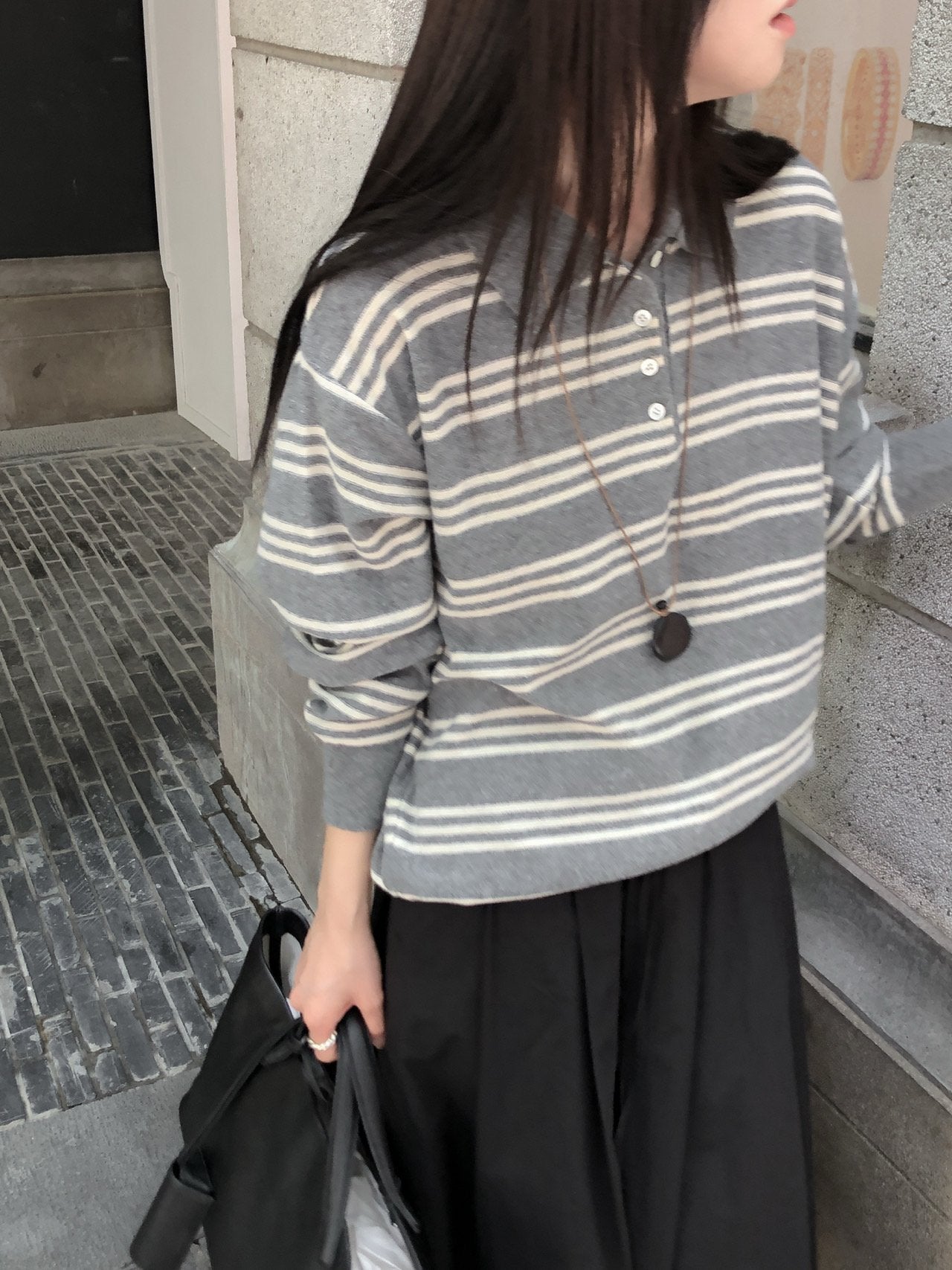 STRIPED WOOL COLLAR KNIT
