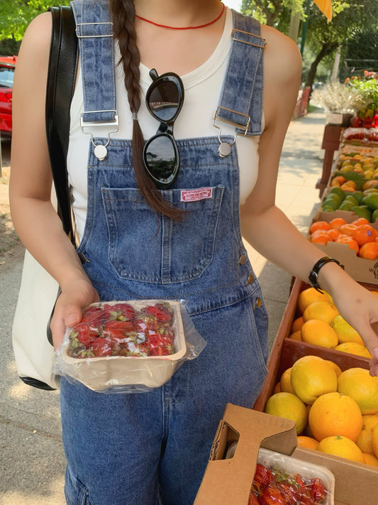 Denim Suspender Cargo Pants