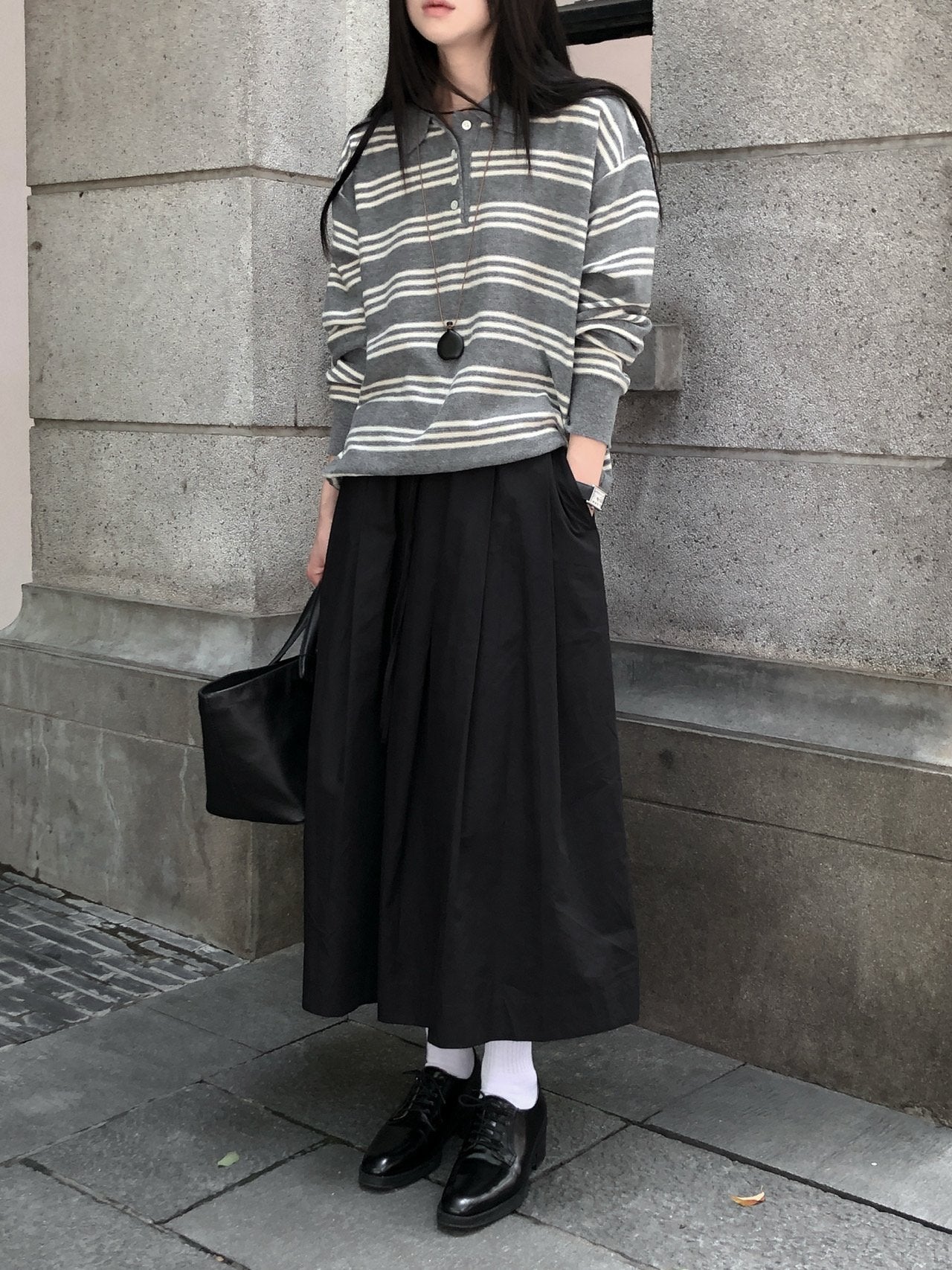 STRIPED WOOL COLLAR KNIT