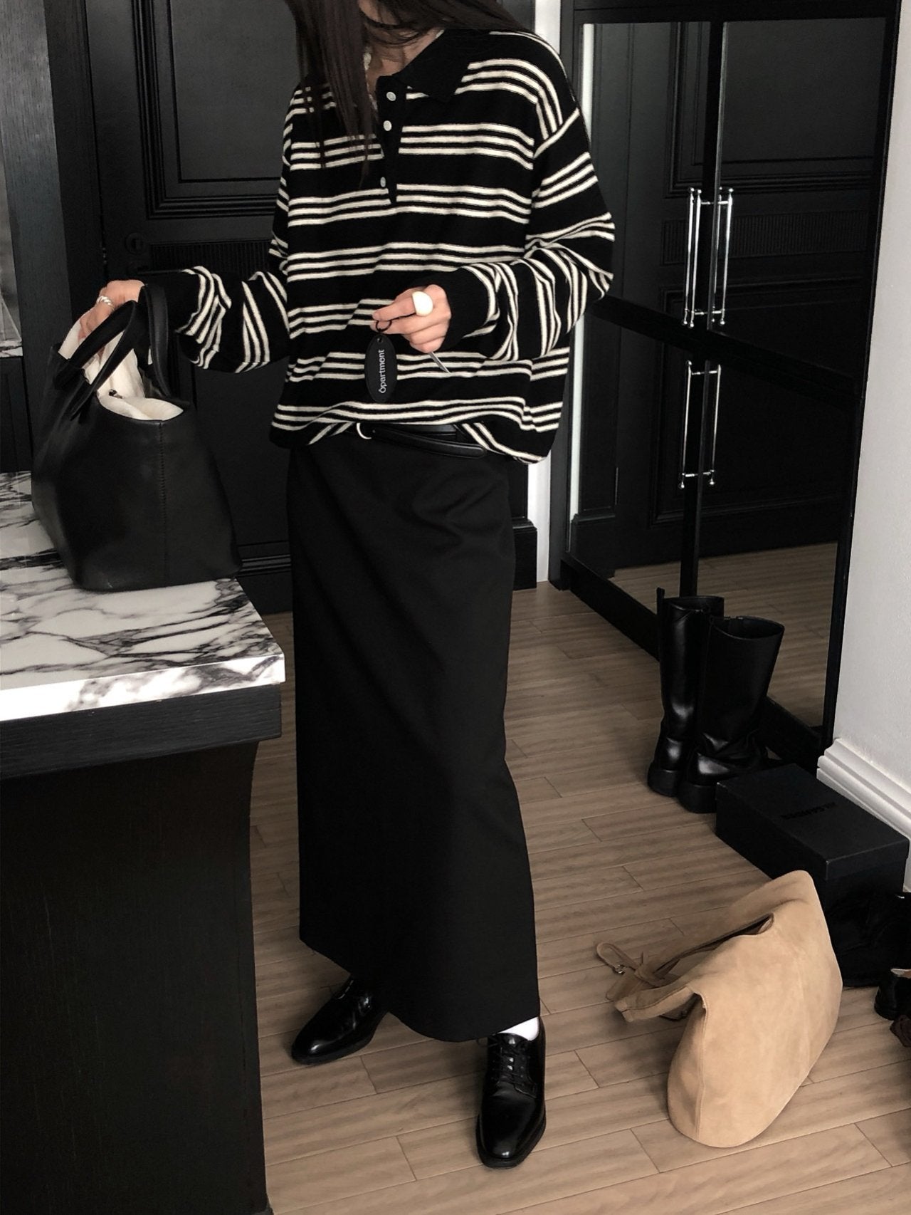 STRIPED WOOL COLLAR KNIT