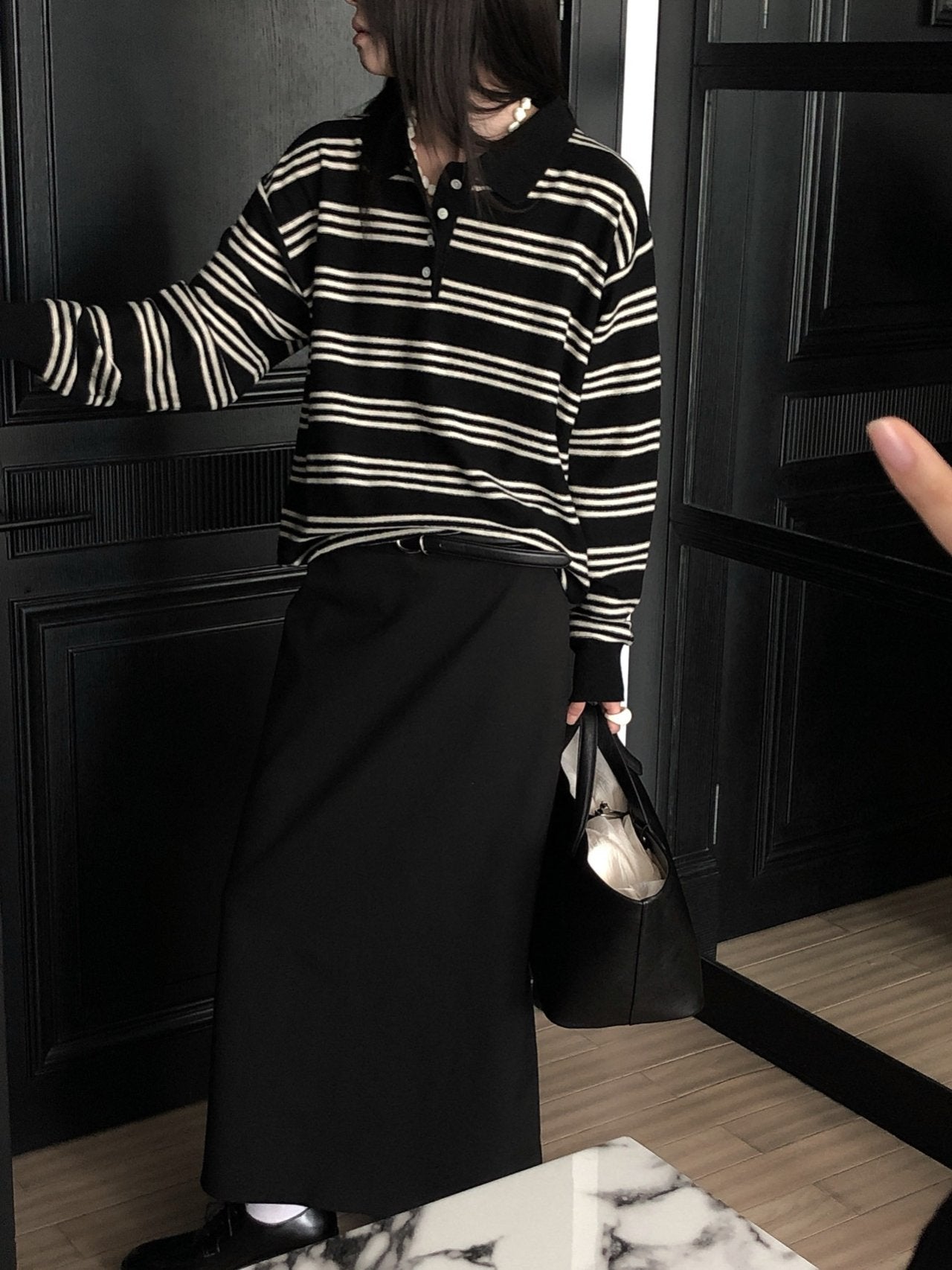 STRIPED WOOL COLLAR KNIT