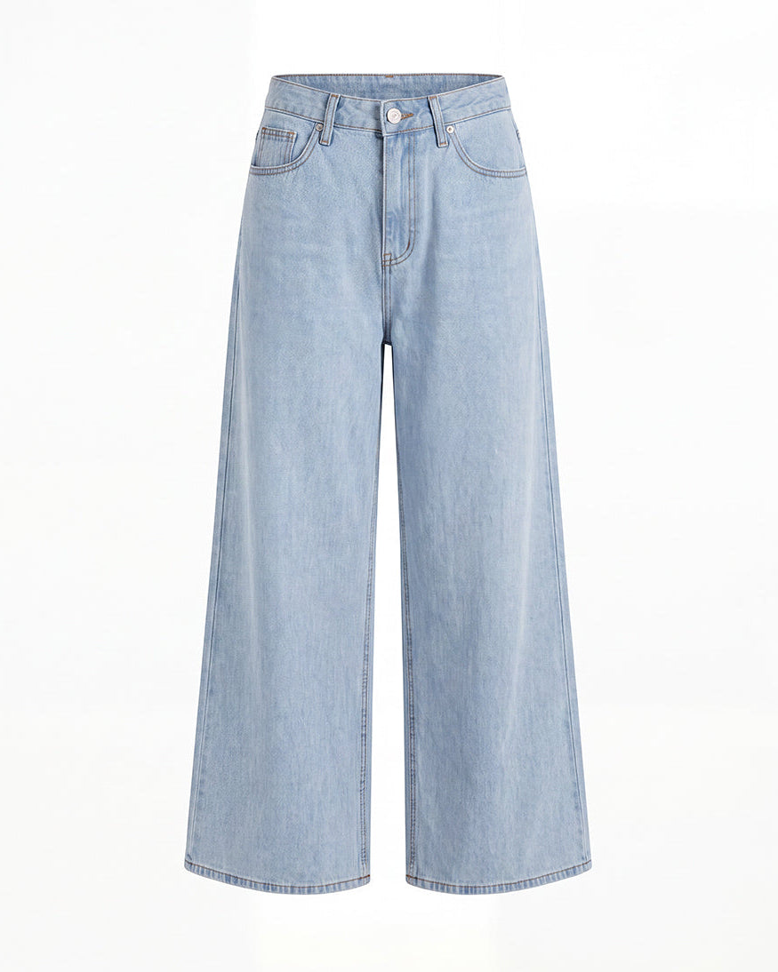 LIGHT-BLUE WIDE DENIM PANTS