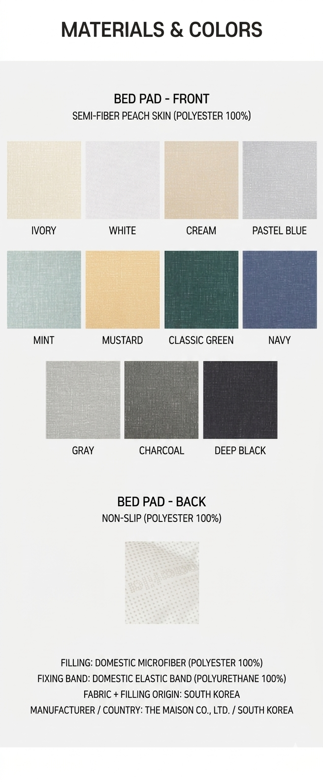 [Maatila] STAY Mattress Pad - 11 Colors (SS/Q/K)