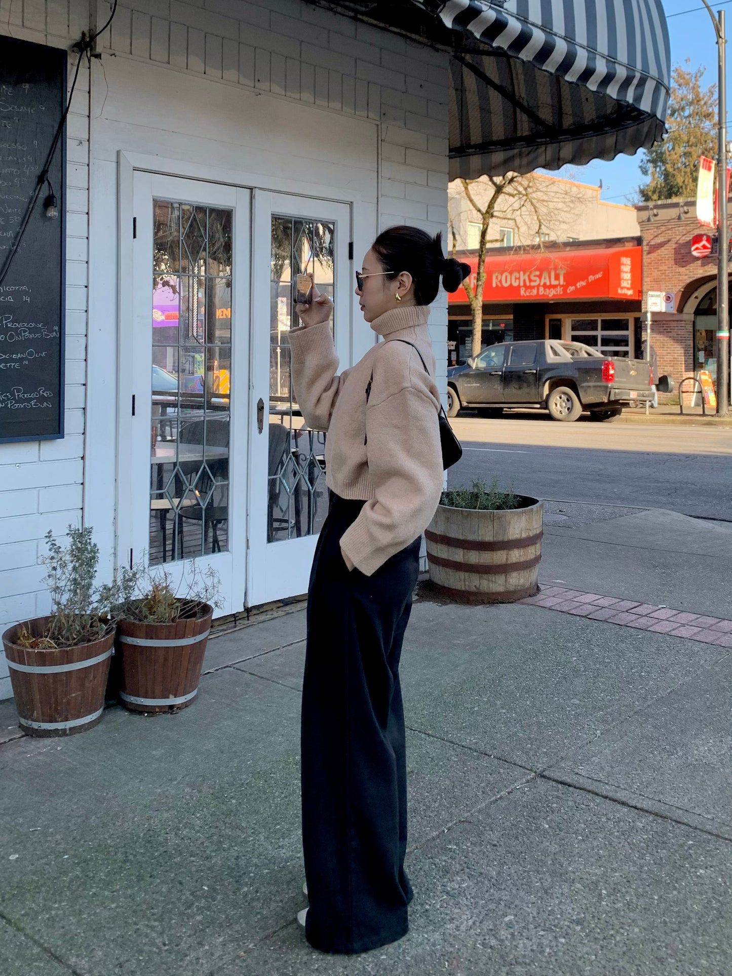 Cropped Turtle-Neckline Sweater
