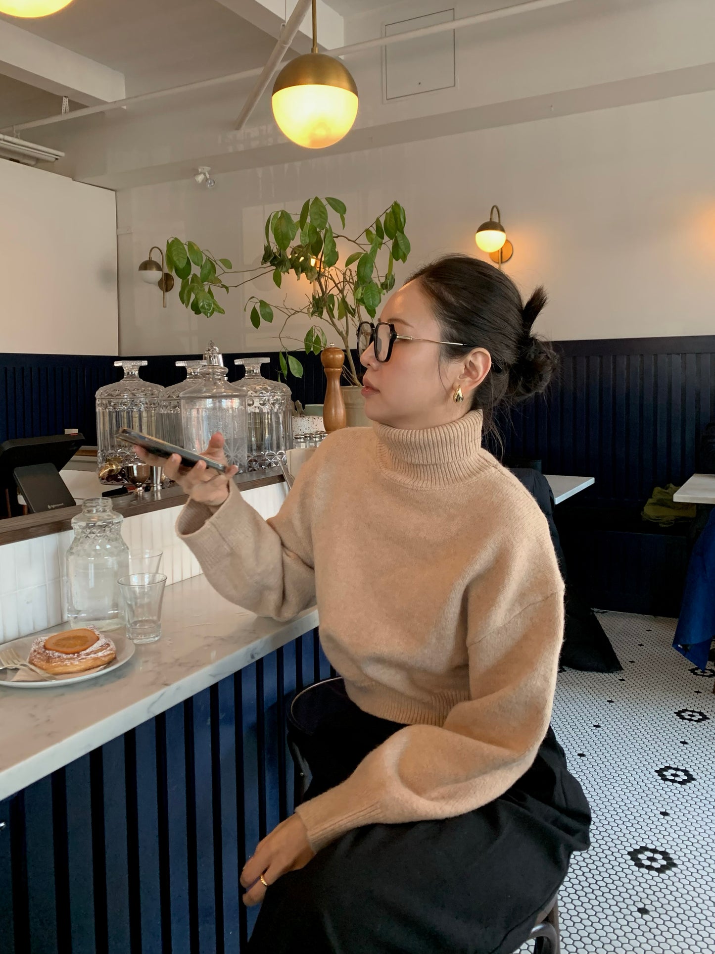 Cropped Turtle-Neckline Sweater