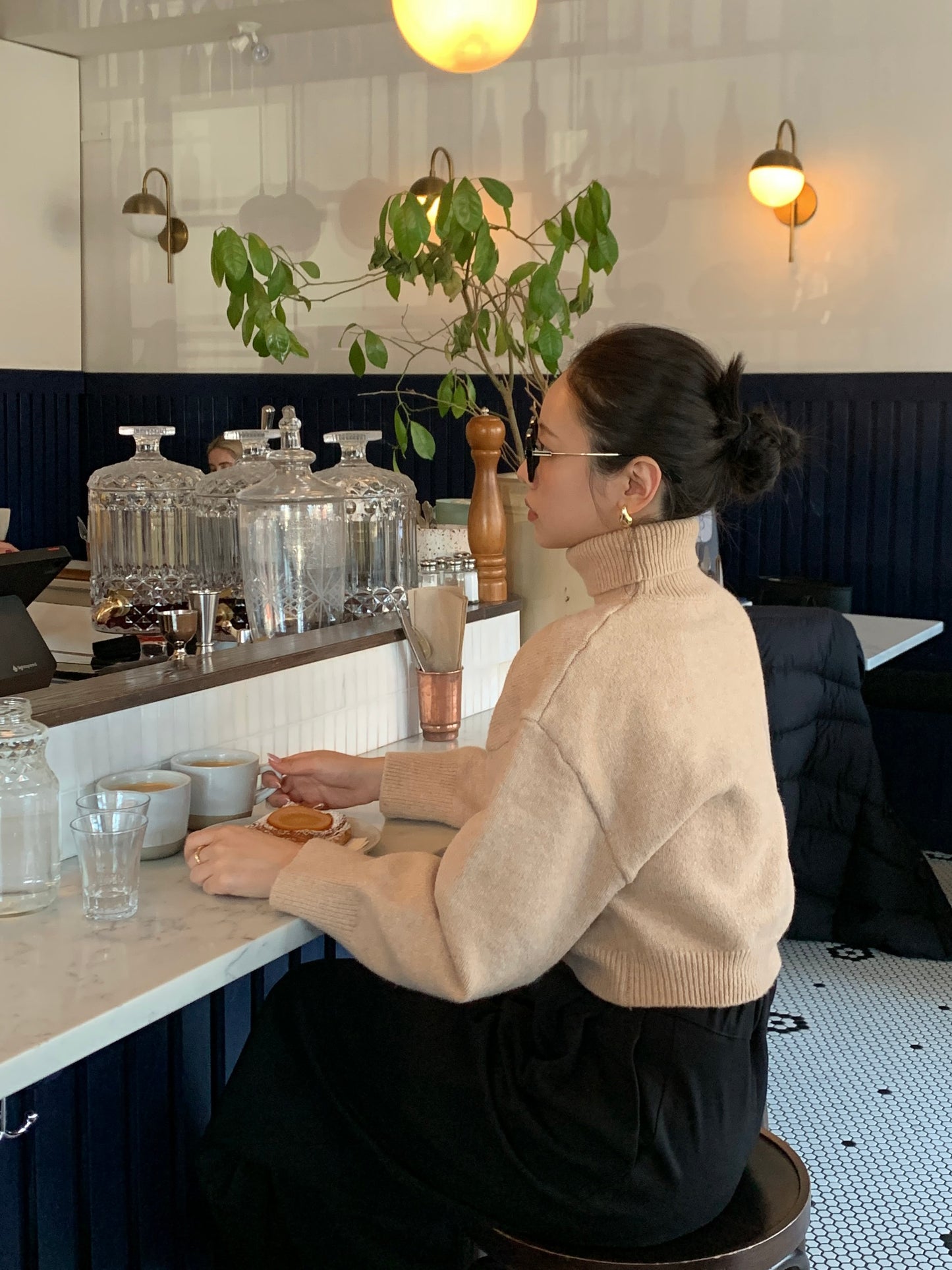 Cropped Turtle-Neckline Sweater