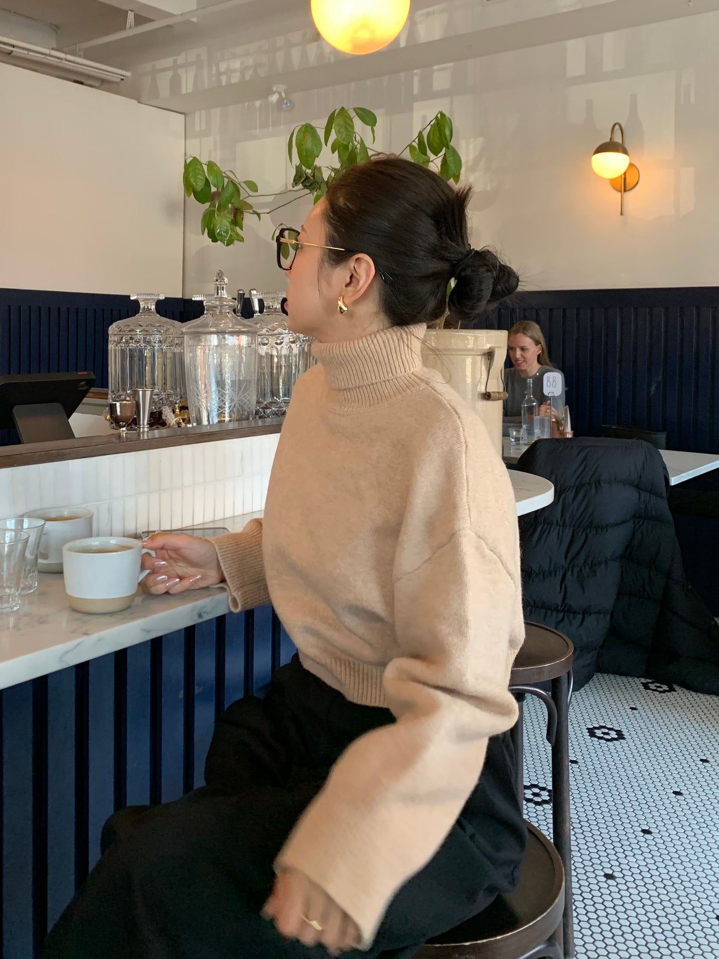 Cropped Turtle-Neckline Sweater