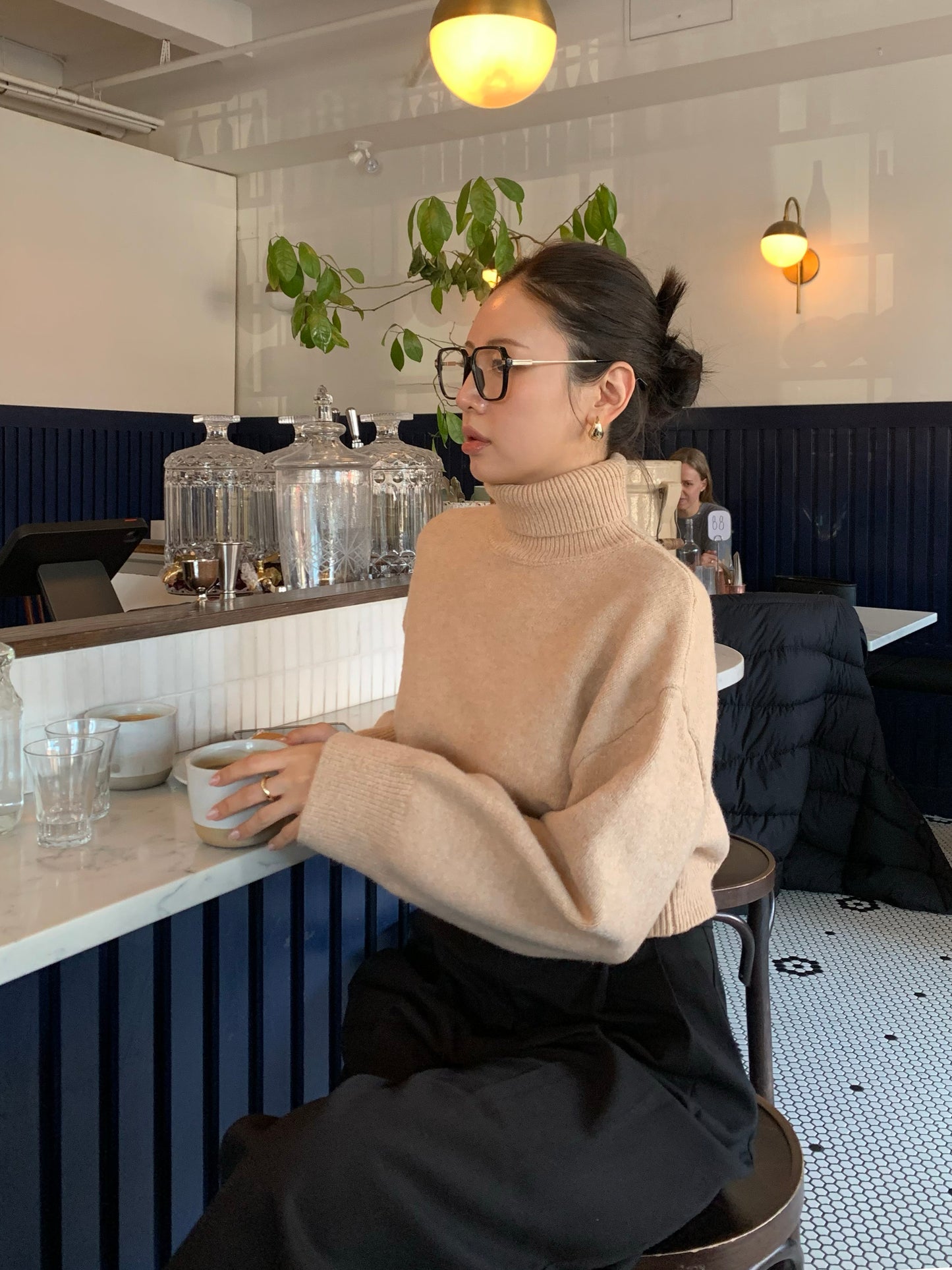Cropped Turtle-Neckline Sweater