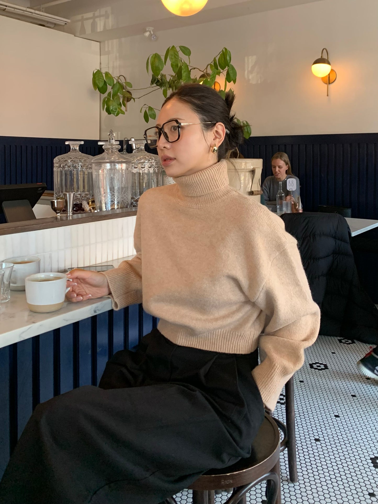 Cropped Turtle-Neckline Sweater