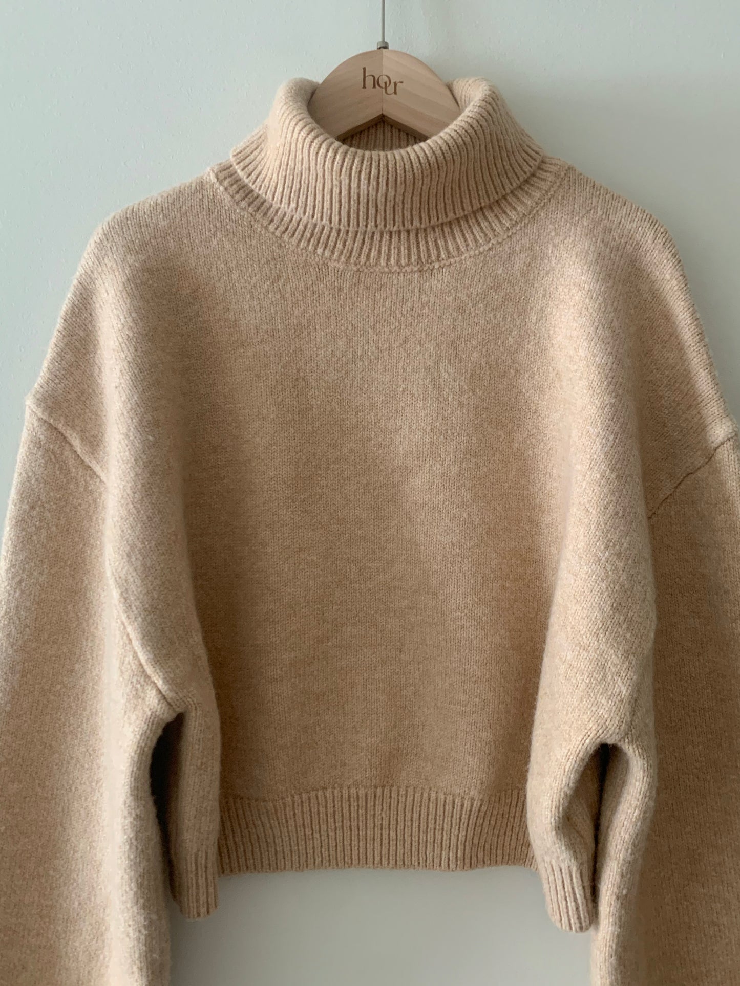 Cropped Turtle-Neckline Sweater