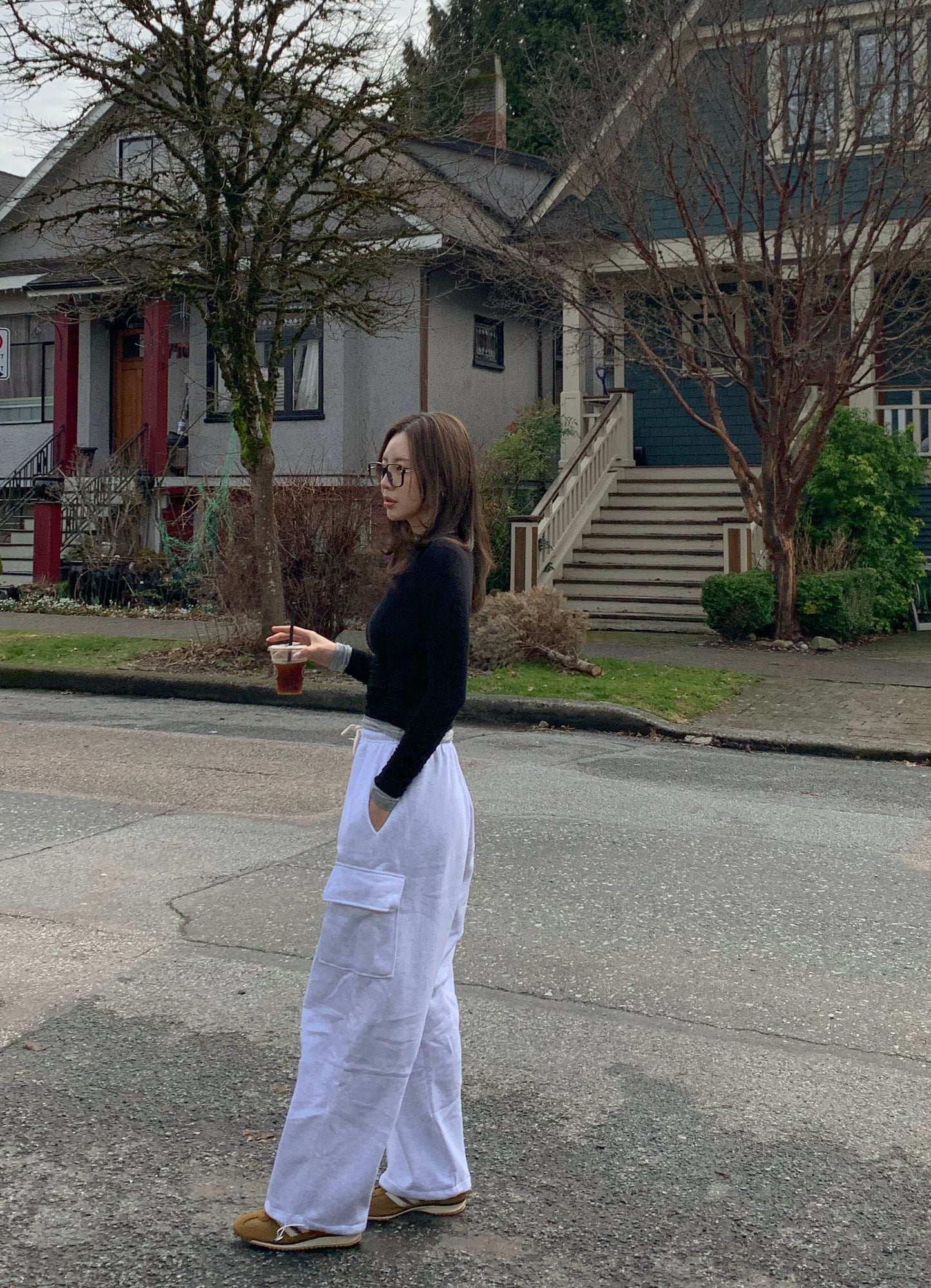 (Fleece-lined) Cargo Wide Banding Pants