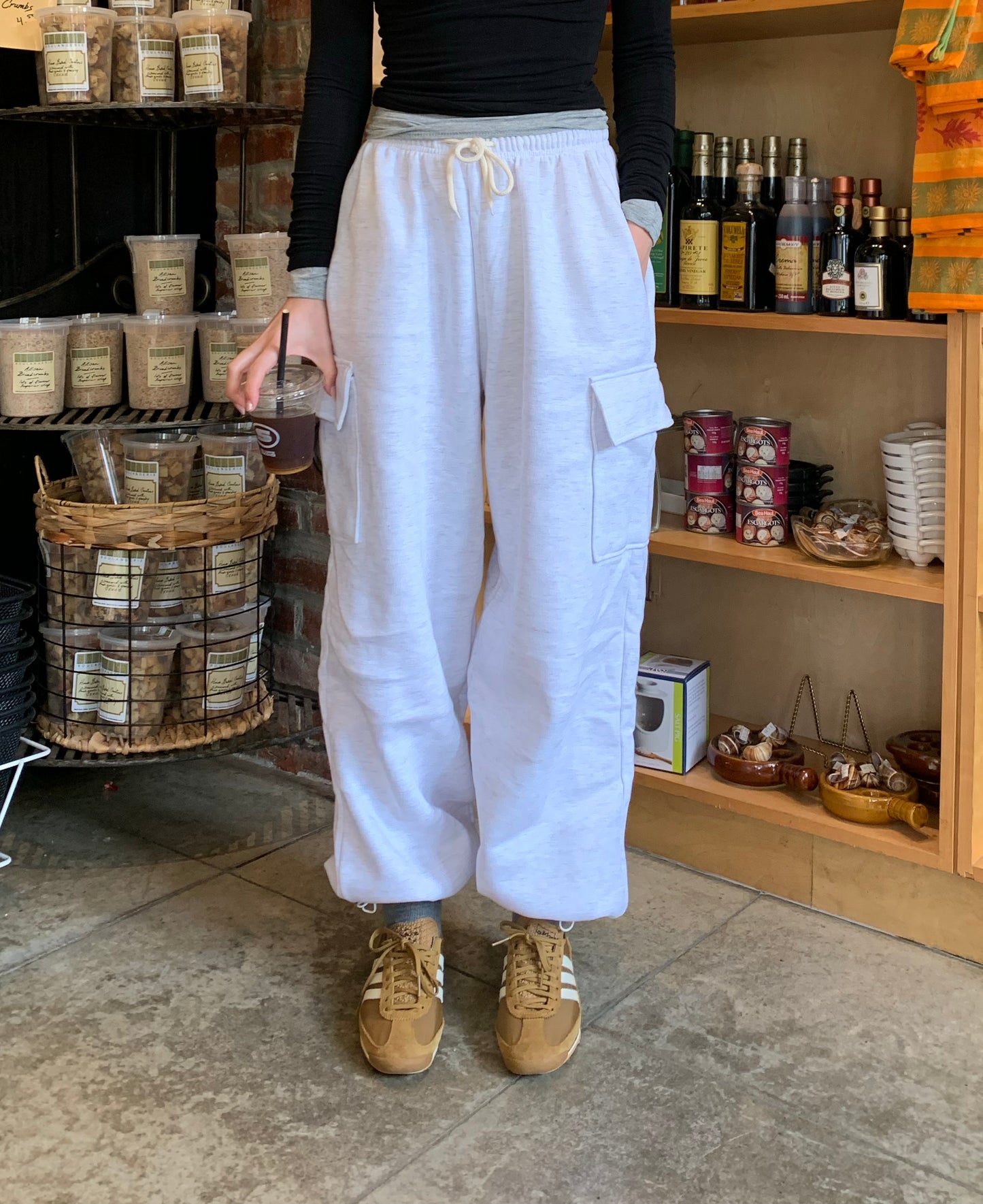 (Fleece-lined) Cargo Wide Banding Pants