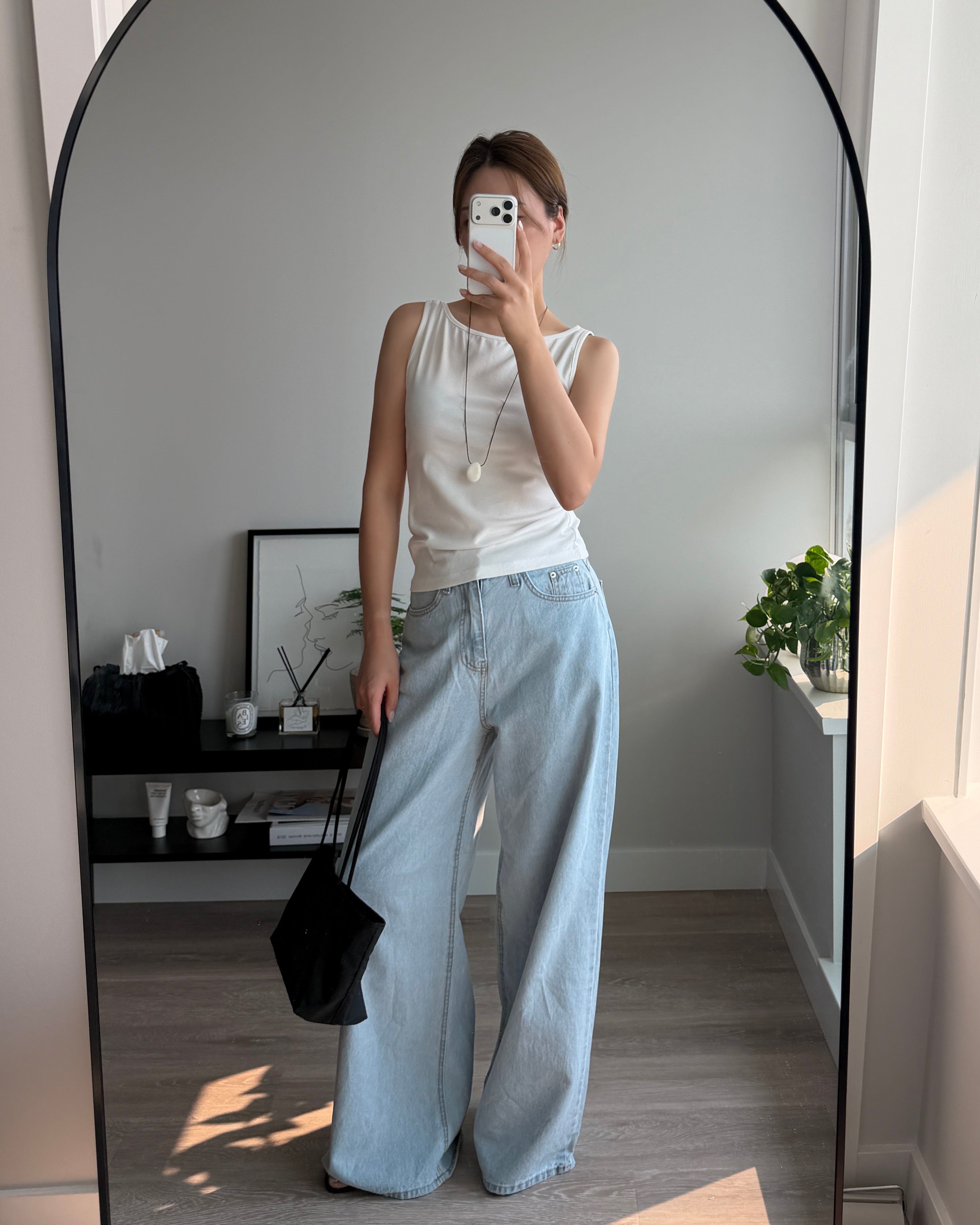 LIGHT-BLUE WIDE DENIM PANTS