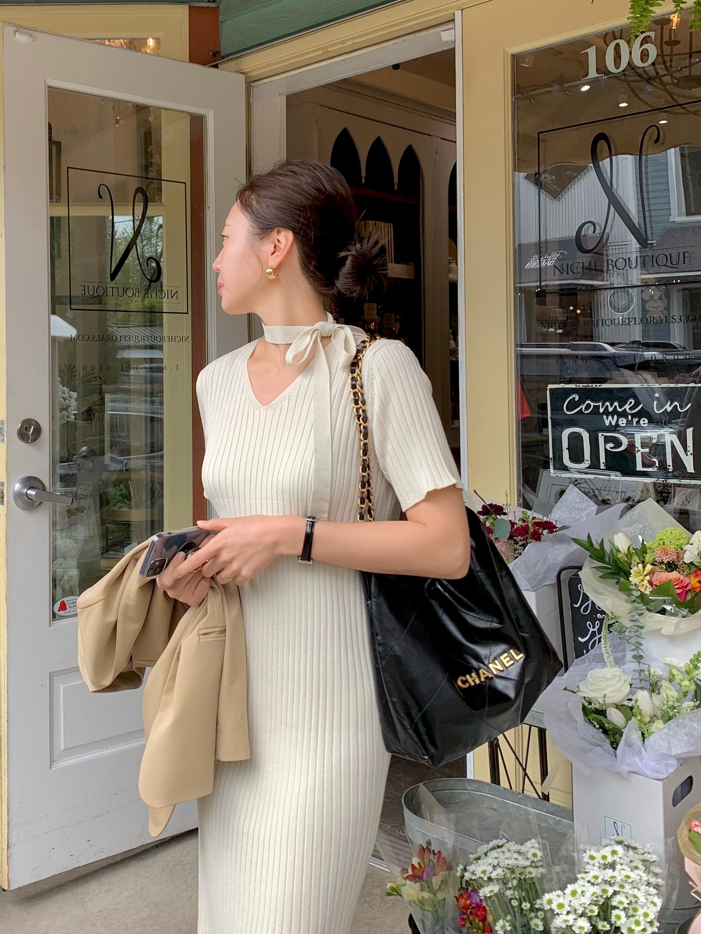 V-neckline Long Dress