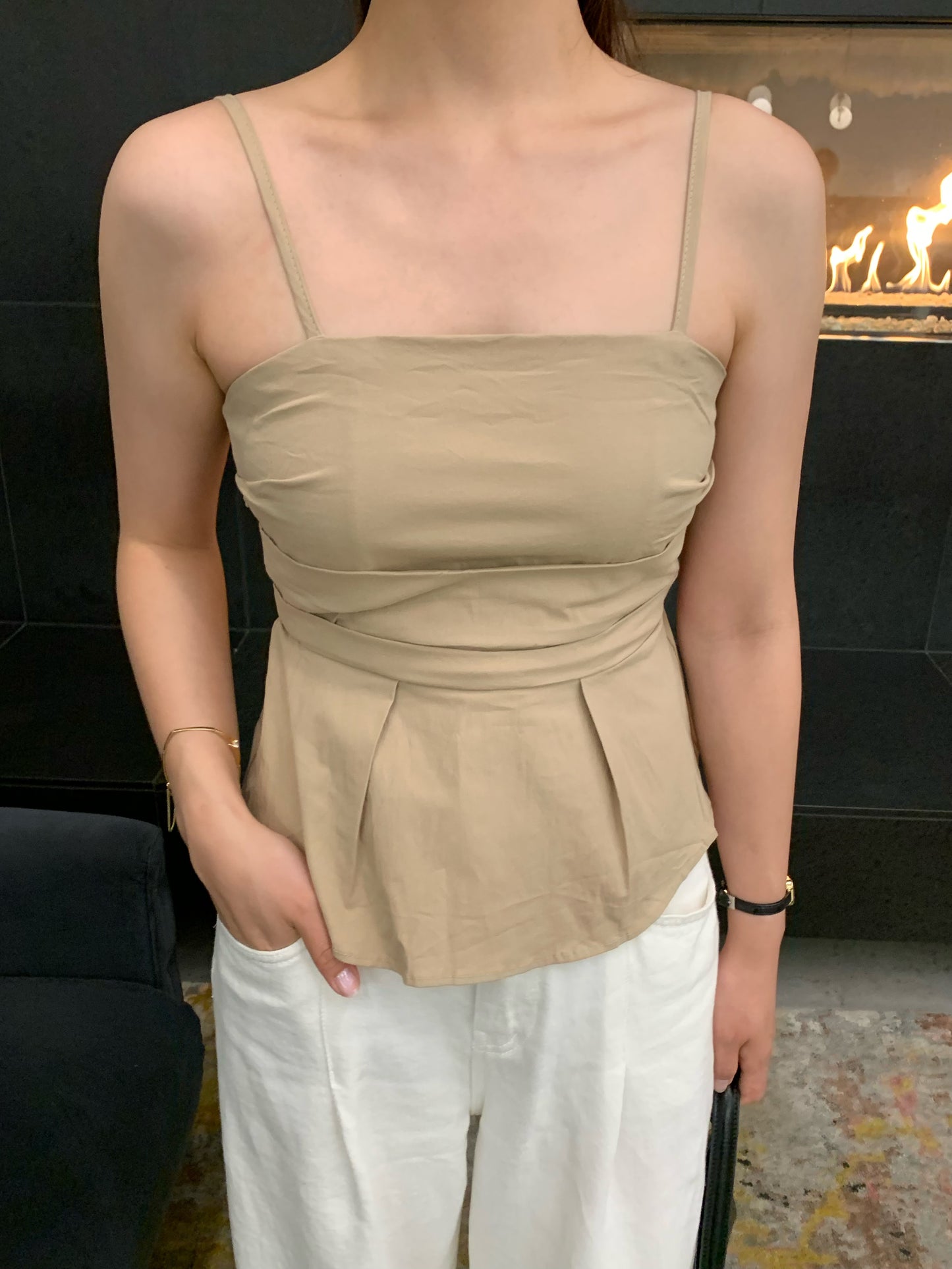 Smocked Bustier Sleeveless Blouse