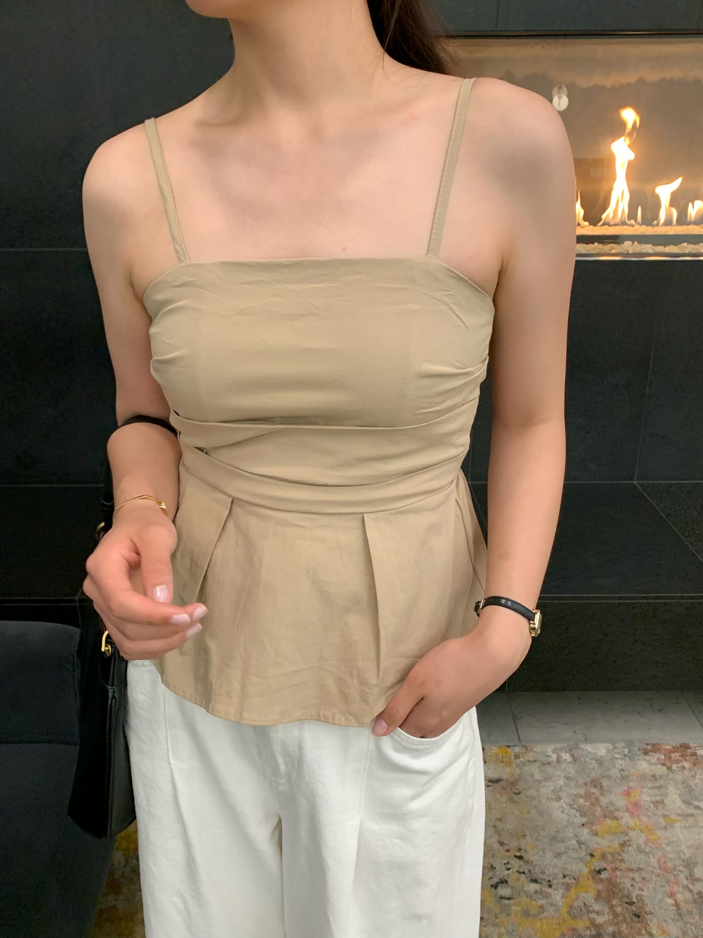 Smocked Bustier Sleeveless Blouse