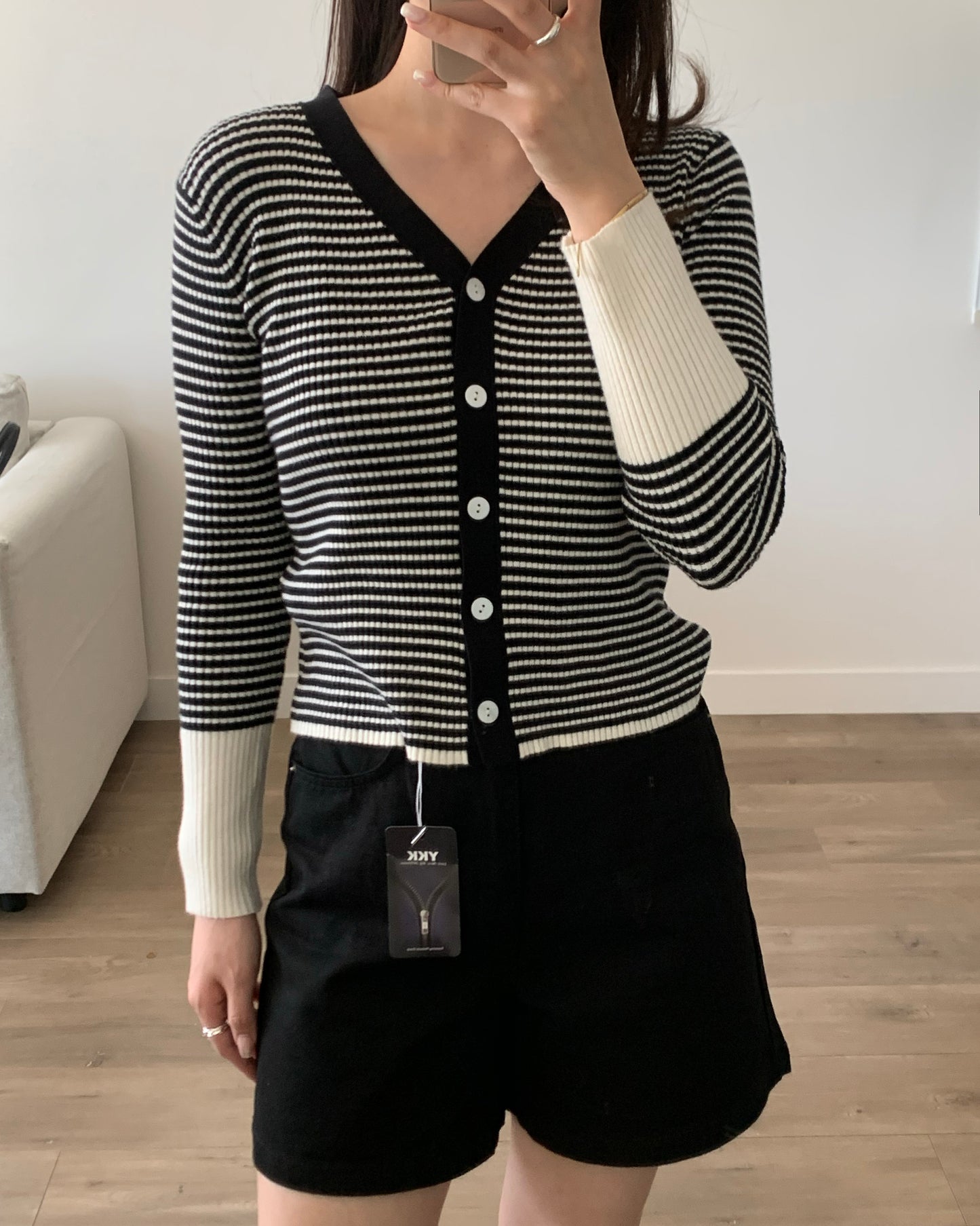 Mono Two-tone Cardigan (Black)