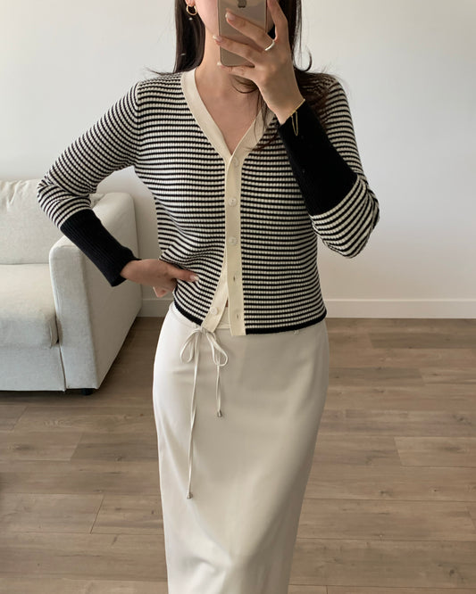 Mono Two-tone Cardigan(Ivory)
