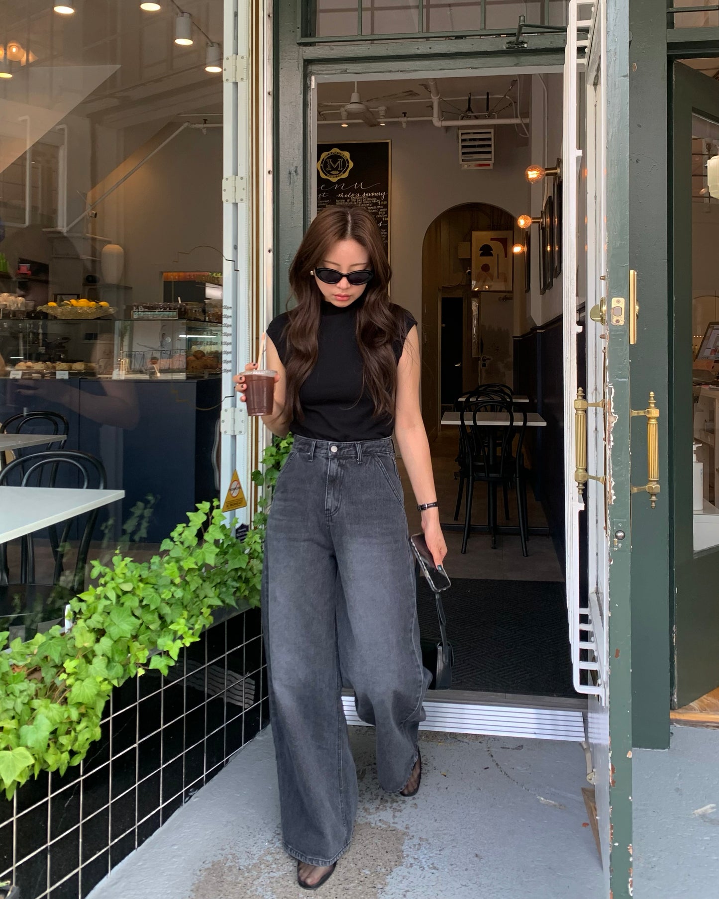 (Autumn) Grey Wide Denim Pants