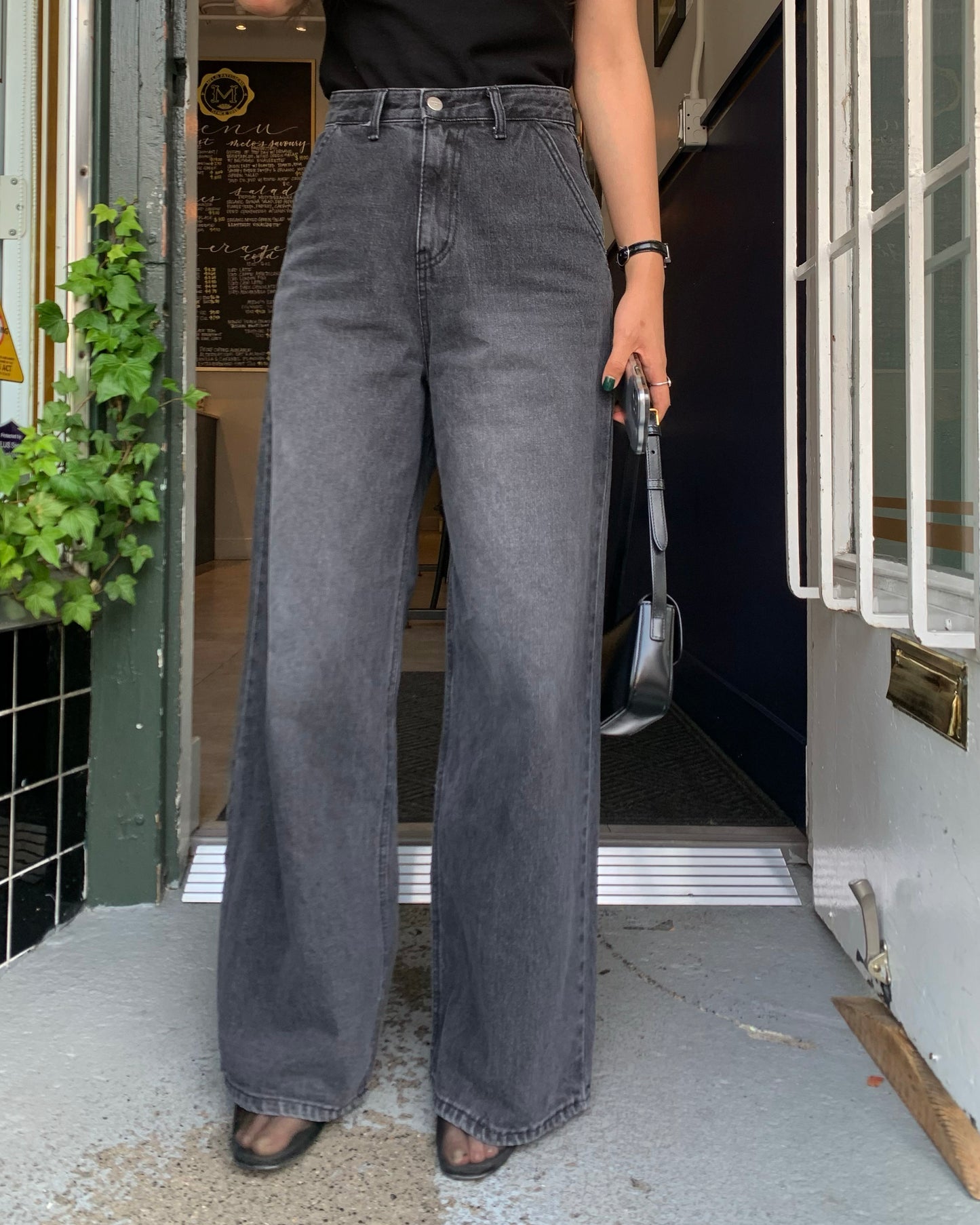 (Autumn) Grey Wide Denim Pants