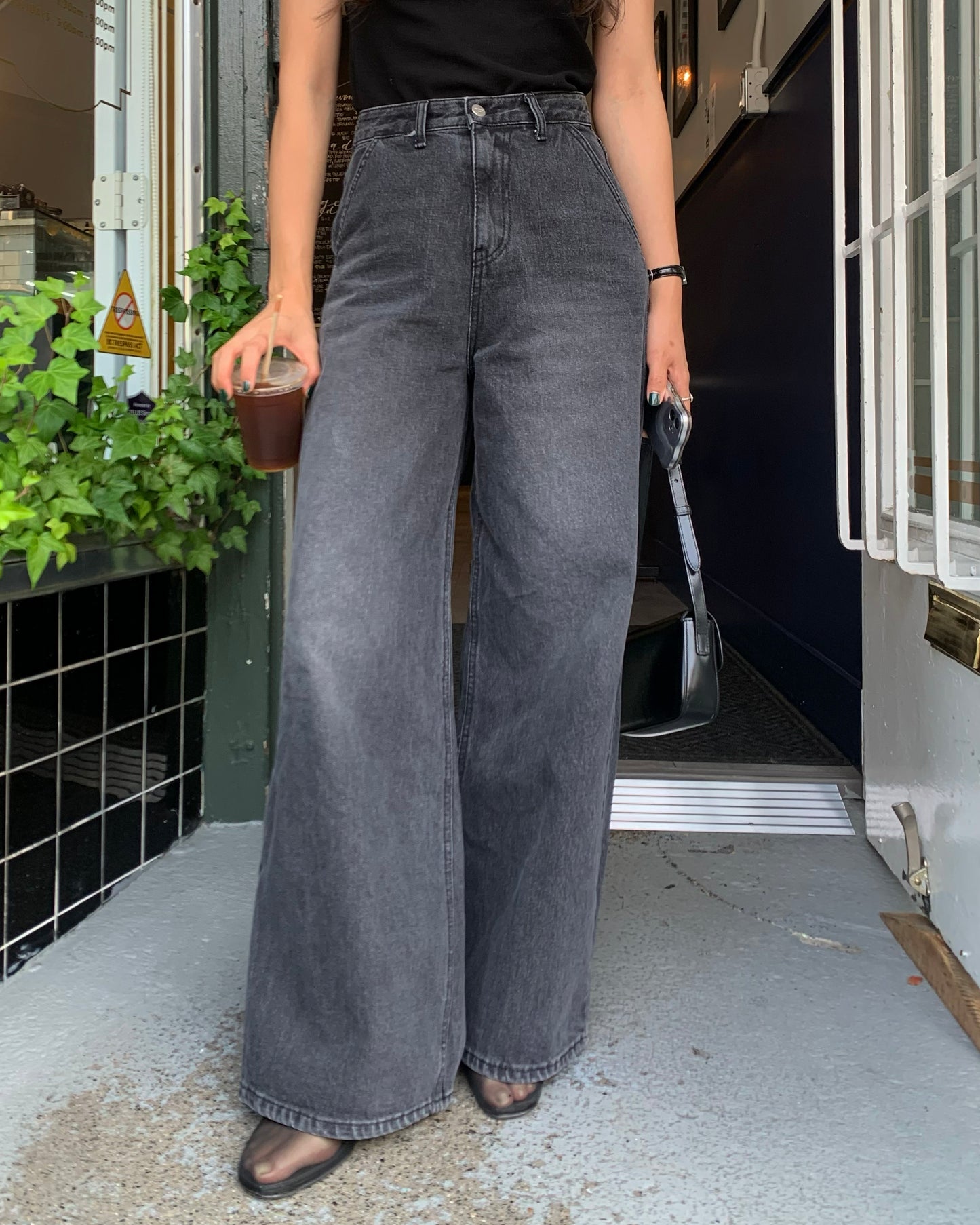 (Autumn) Grey Wide Denim Pants