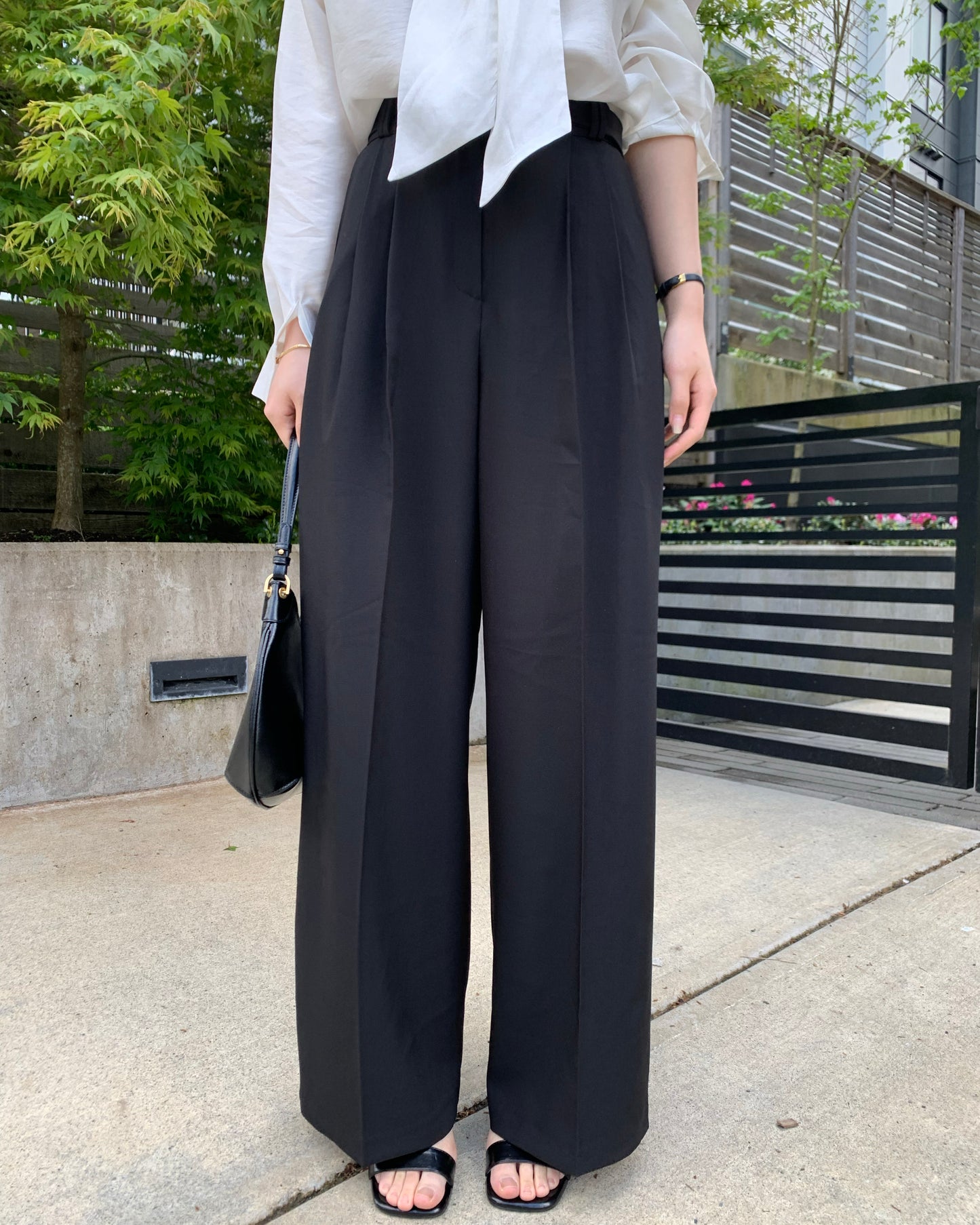 Belted Pin-tuck Wide Trouser