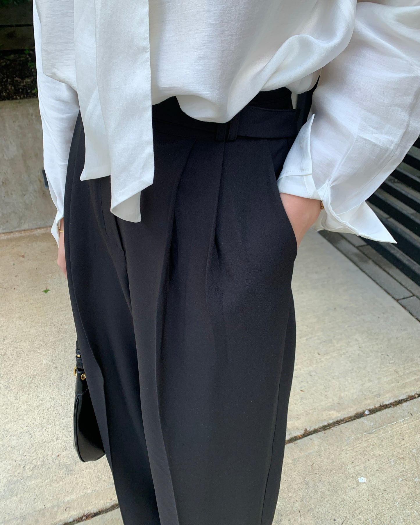Belted Pin-tuck Wide Trouser