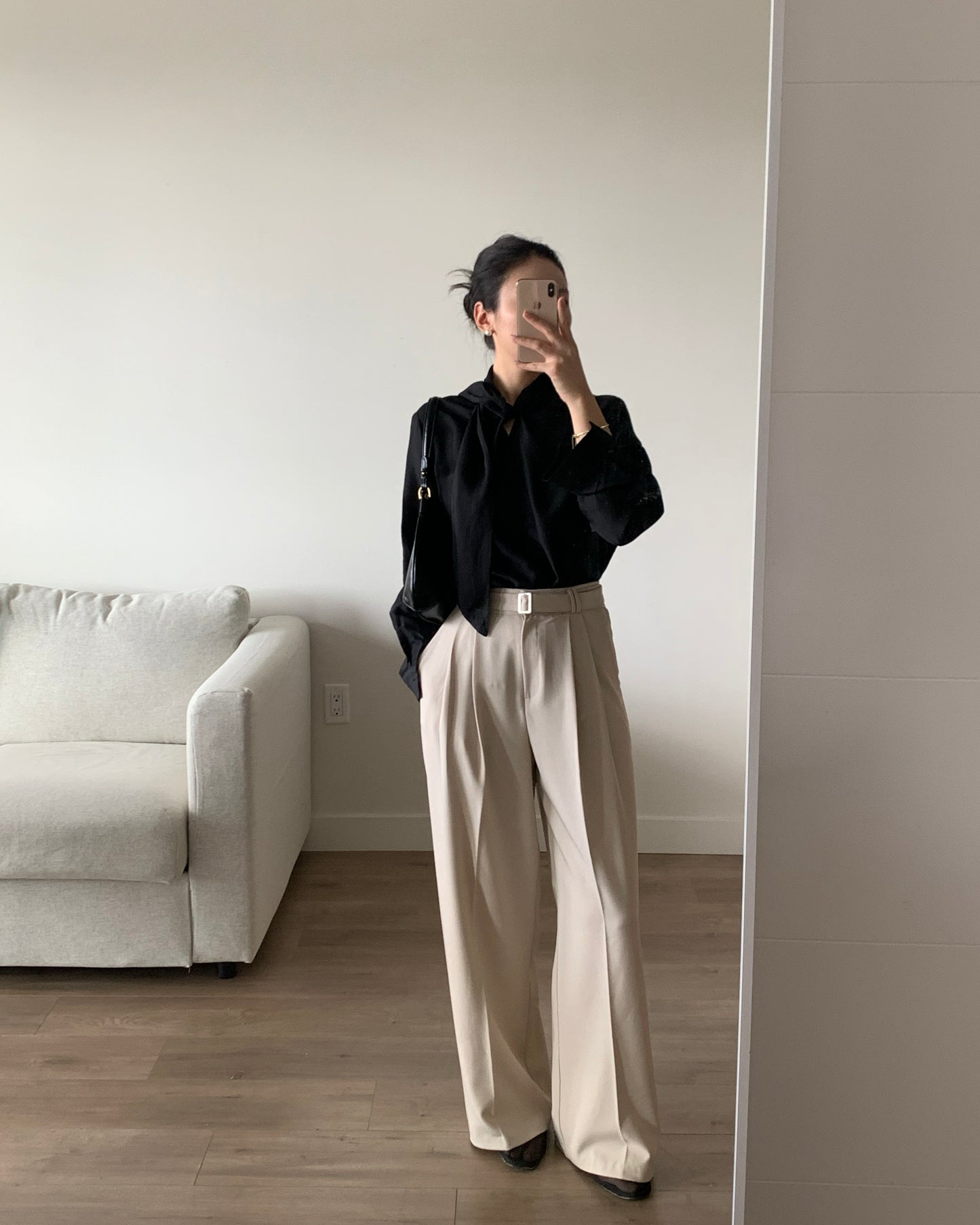 Belted Pin-tuck Wide Trouser