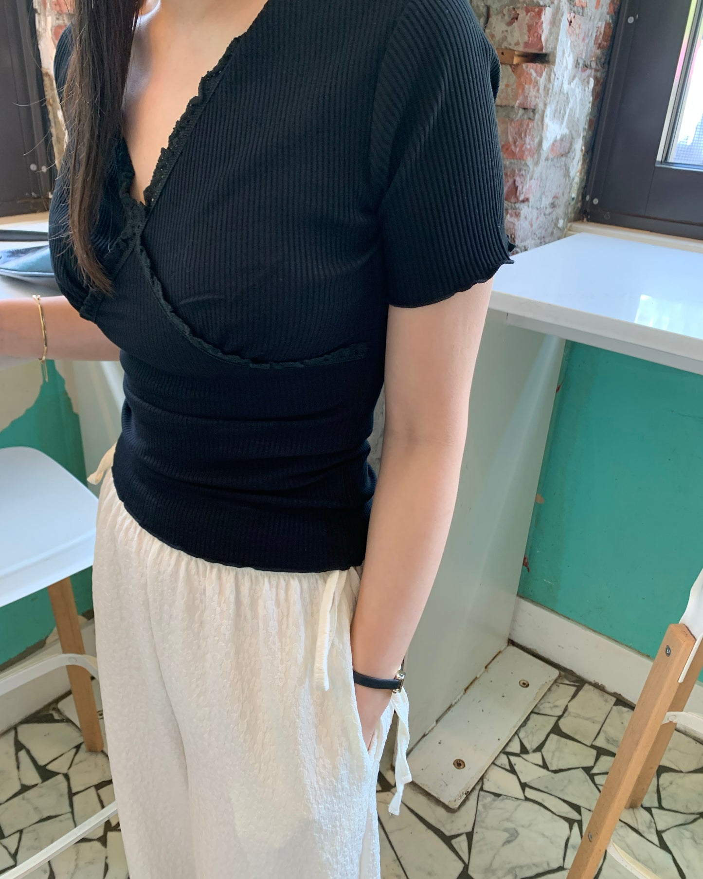 Lace Ribbed Tee (3 colour)