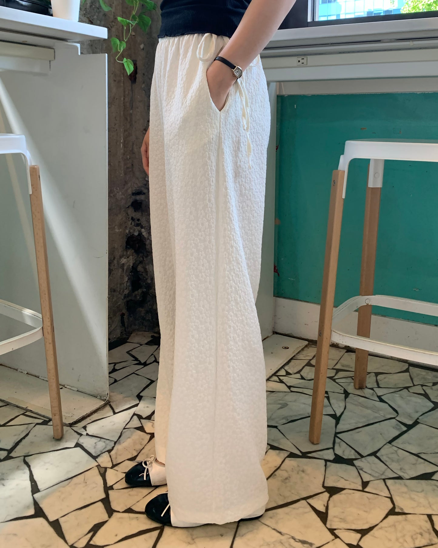 Side-Tie Bloom Pants (Ivory)