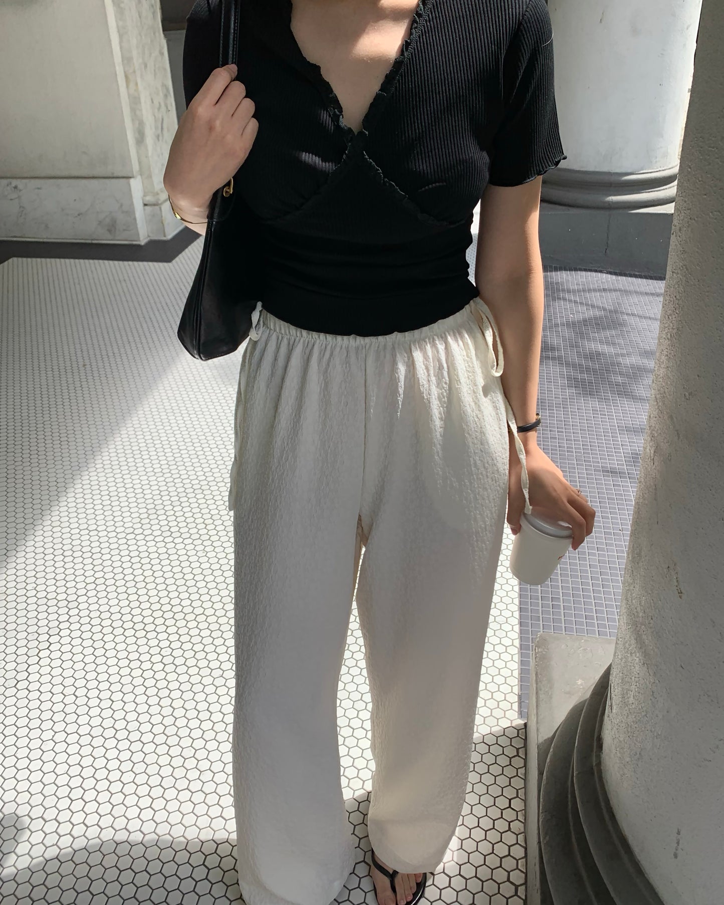 Side-Tie Bloom Pants (Ivory)