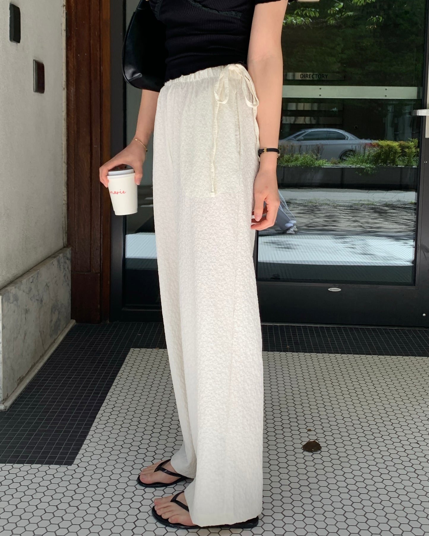 Side-Tie Bloom Pants (Ivory)